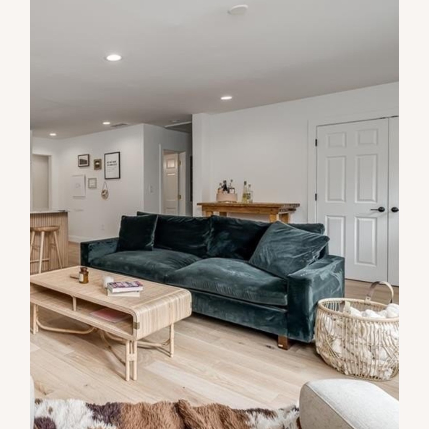 West Elm Harmony 92” Green Velvet Sofa - image-3