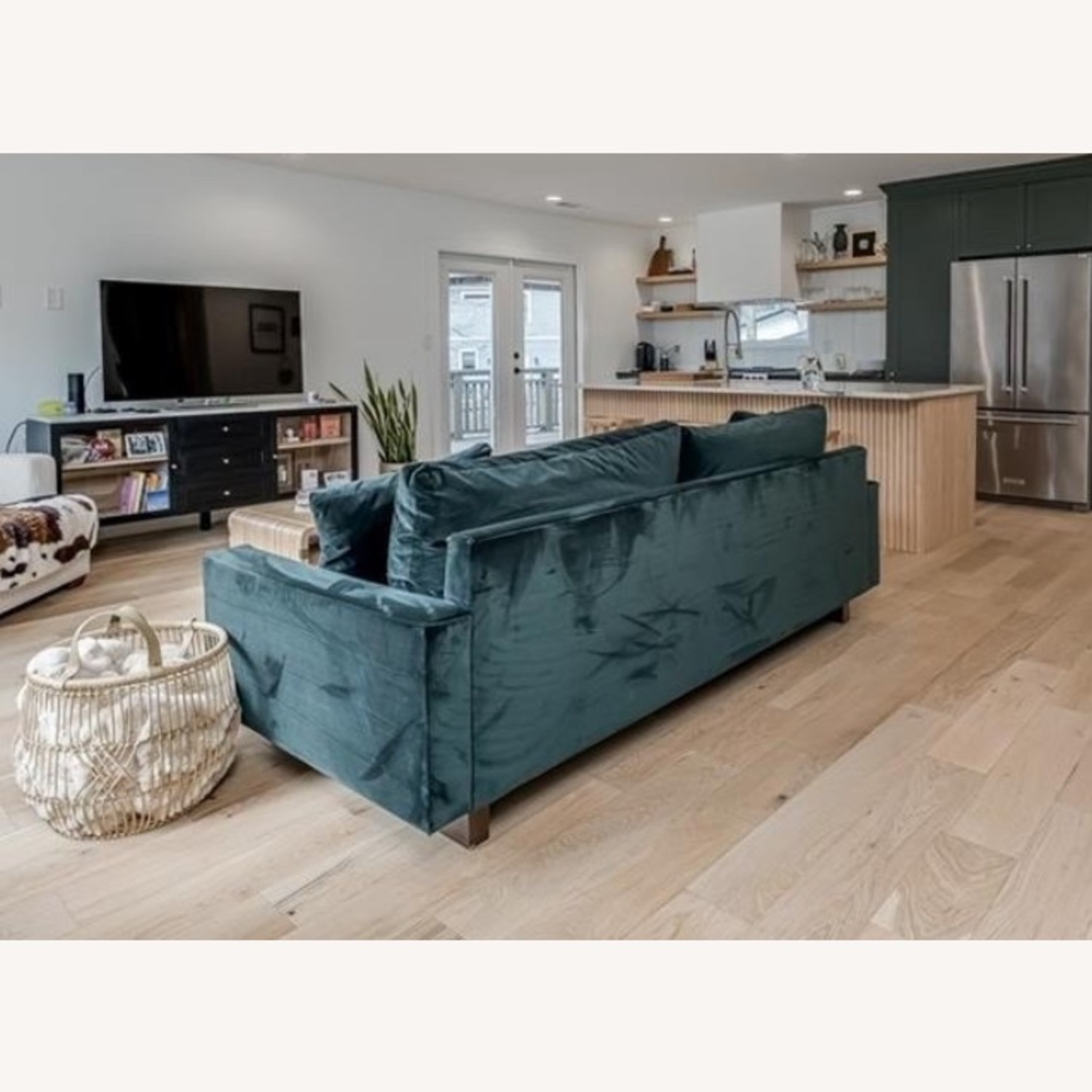 West Elm Harmony 92” Green Velvet Sofa - image-2