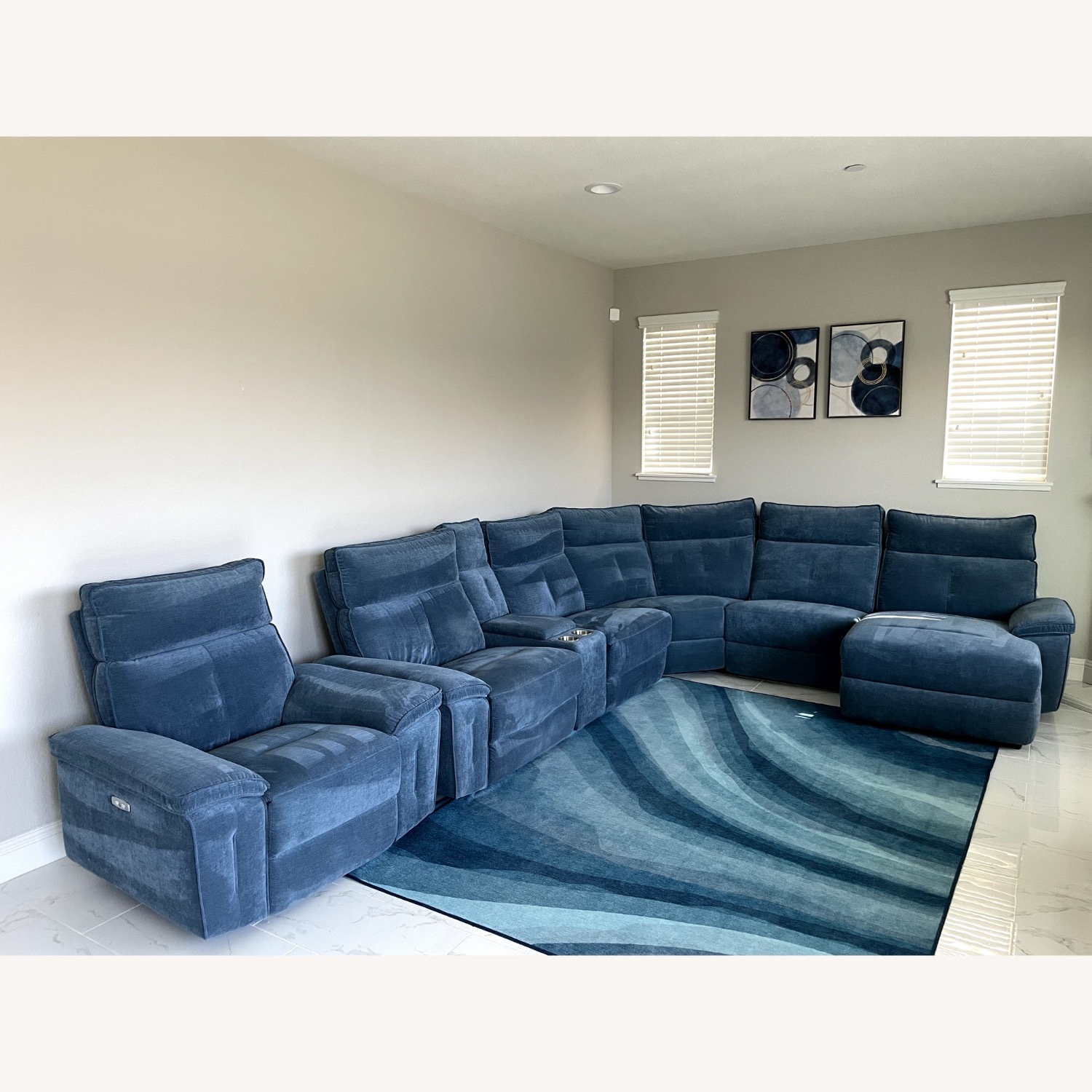 Living Spaces Pippa Blue Sectional Sofa - image-1