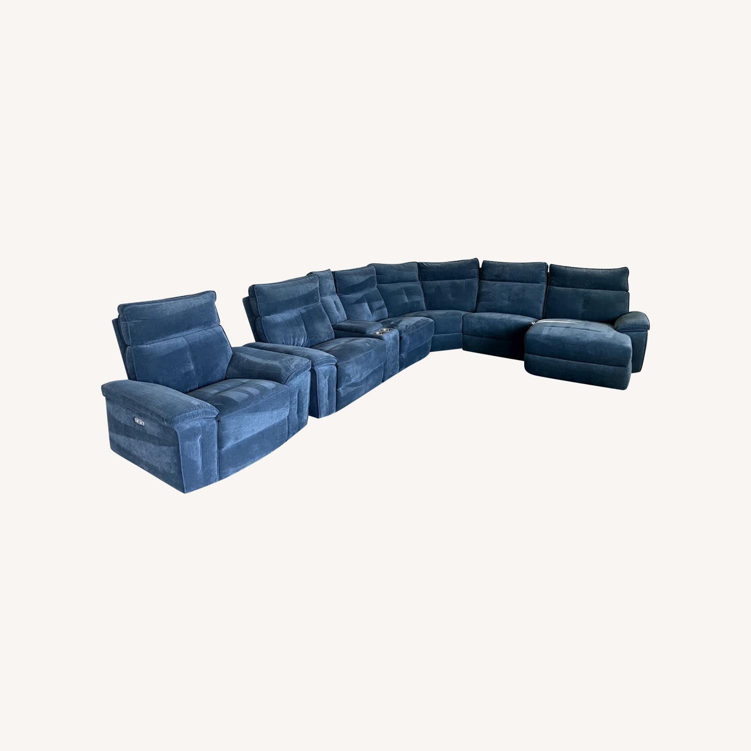 Living Spaces Pippa Blue Sectional Sofa - image-0