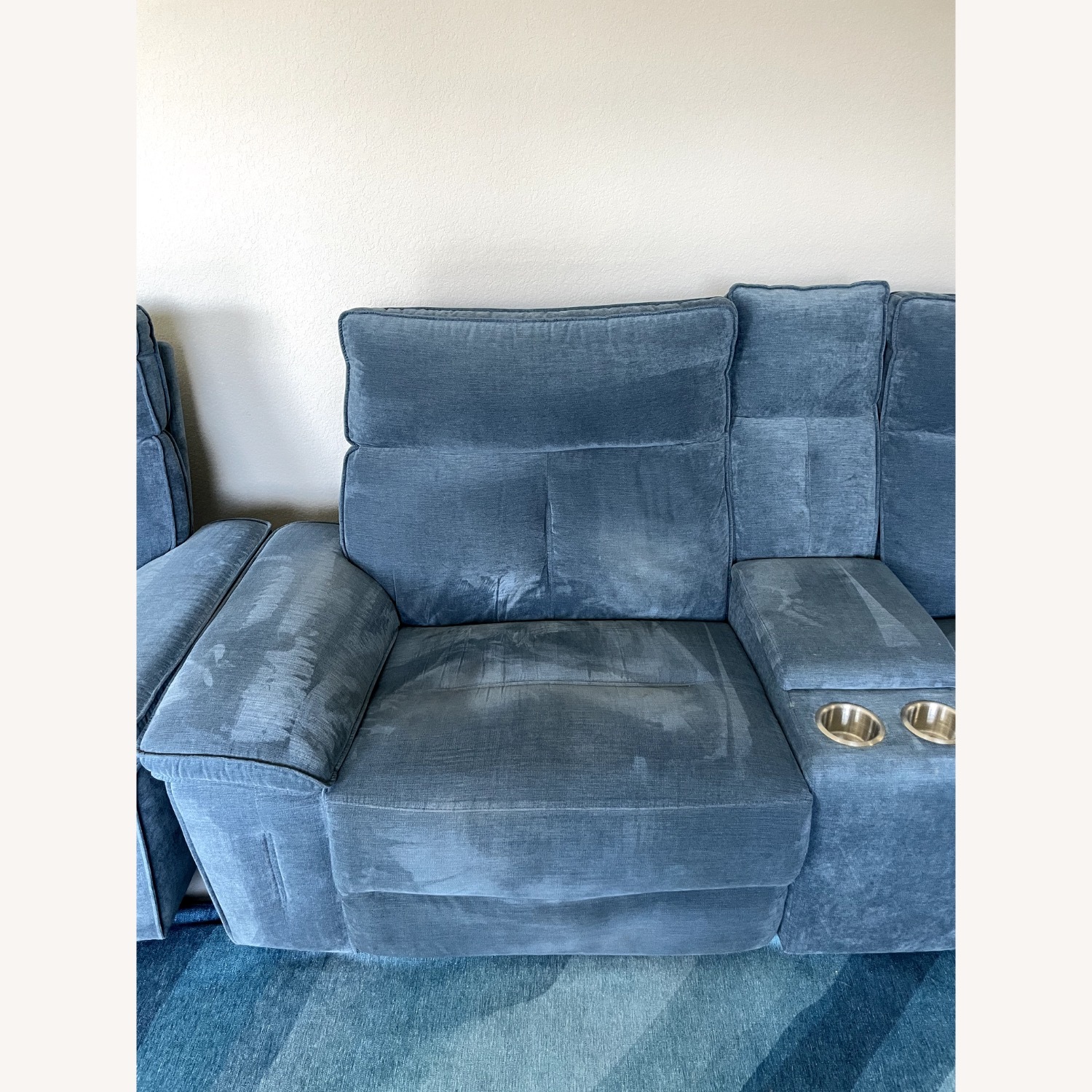 Living Spaces Pippa Blue Sectional Sofa - image-4