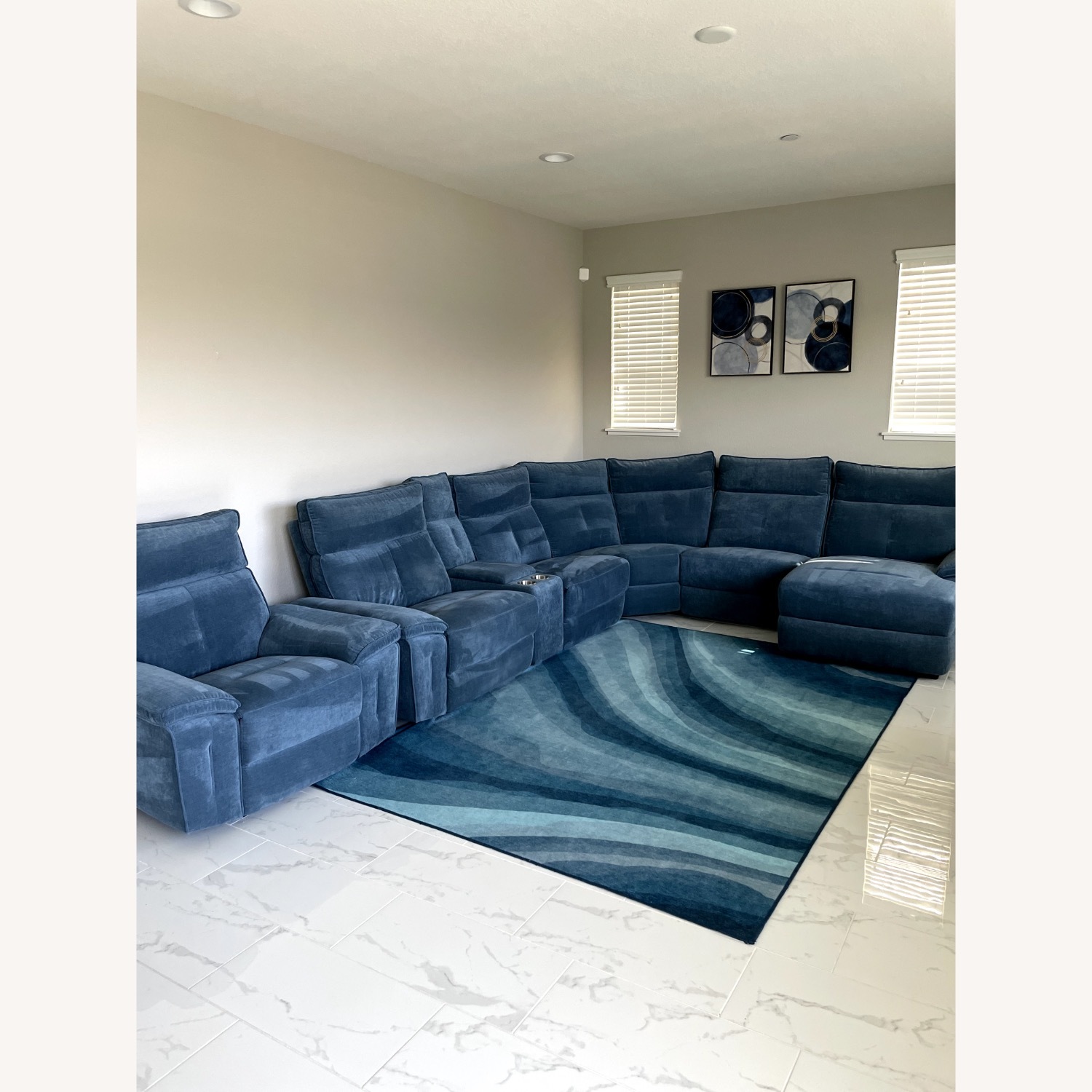 Living Spaces Pippa Blue Sectional Sofa - image-2