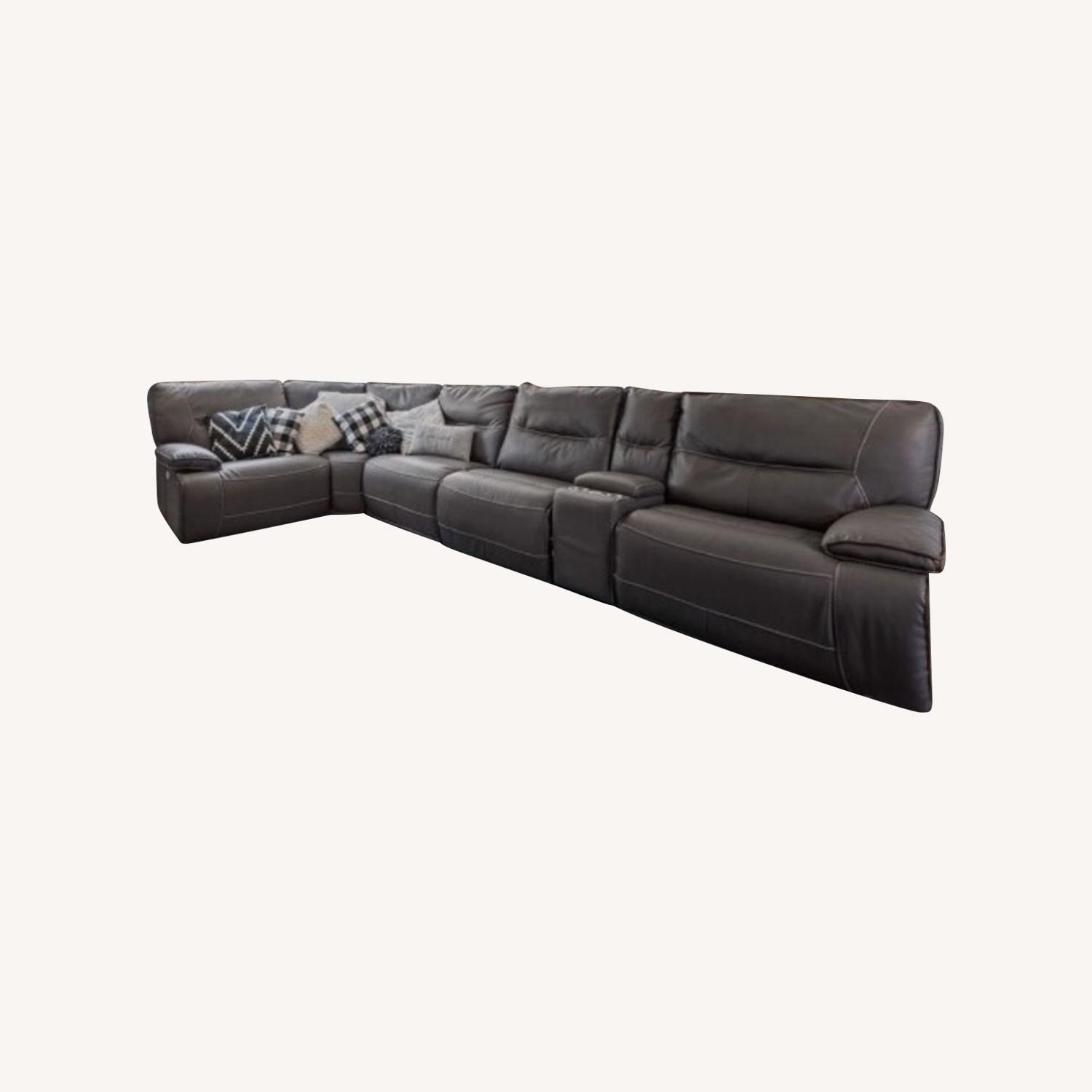 Leather Electric Manual 6 Piece Recliner Couch - image-0