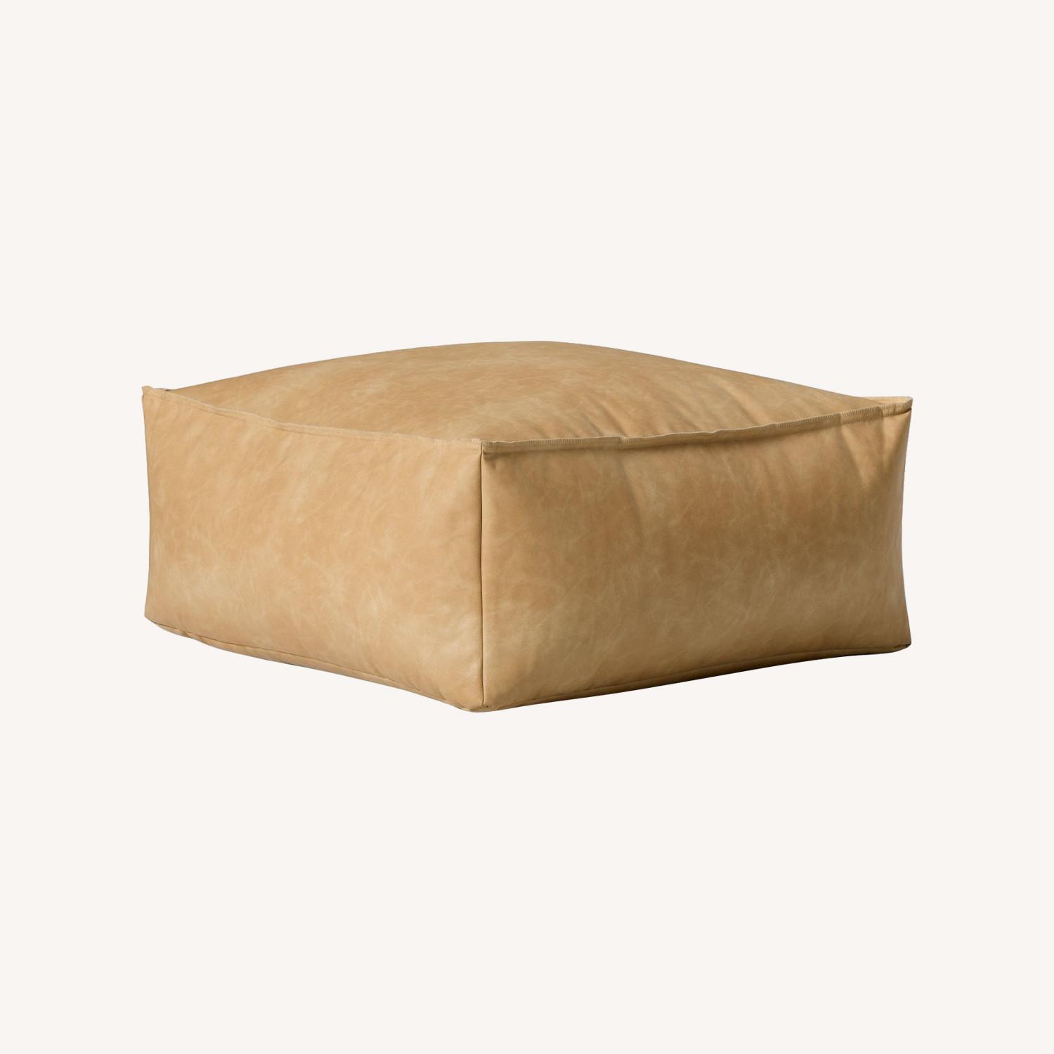 West Elm Vegan Leather Lounger Ottoman - image-0