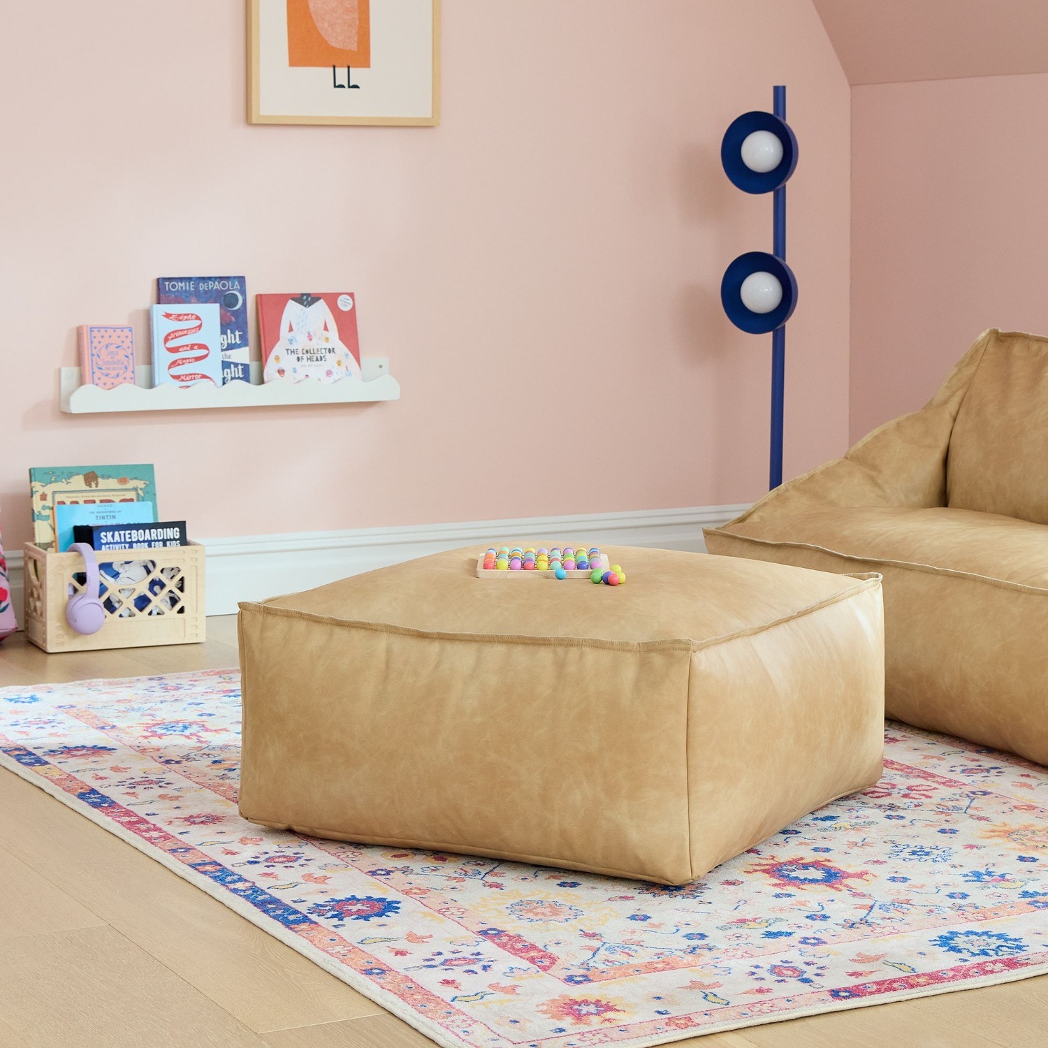 West Elm Vegan Leather Lounger Ottoman - image-3