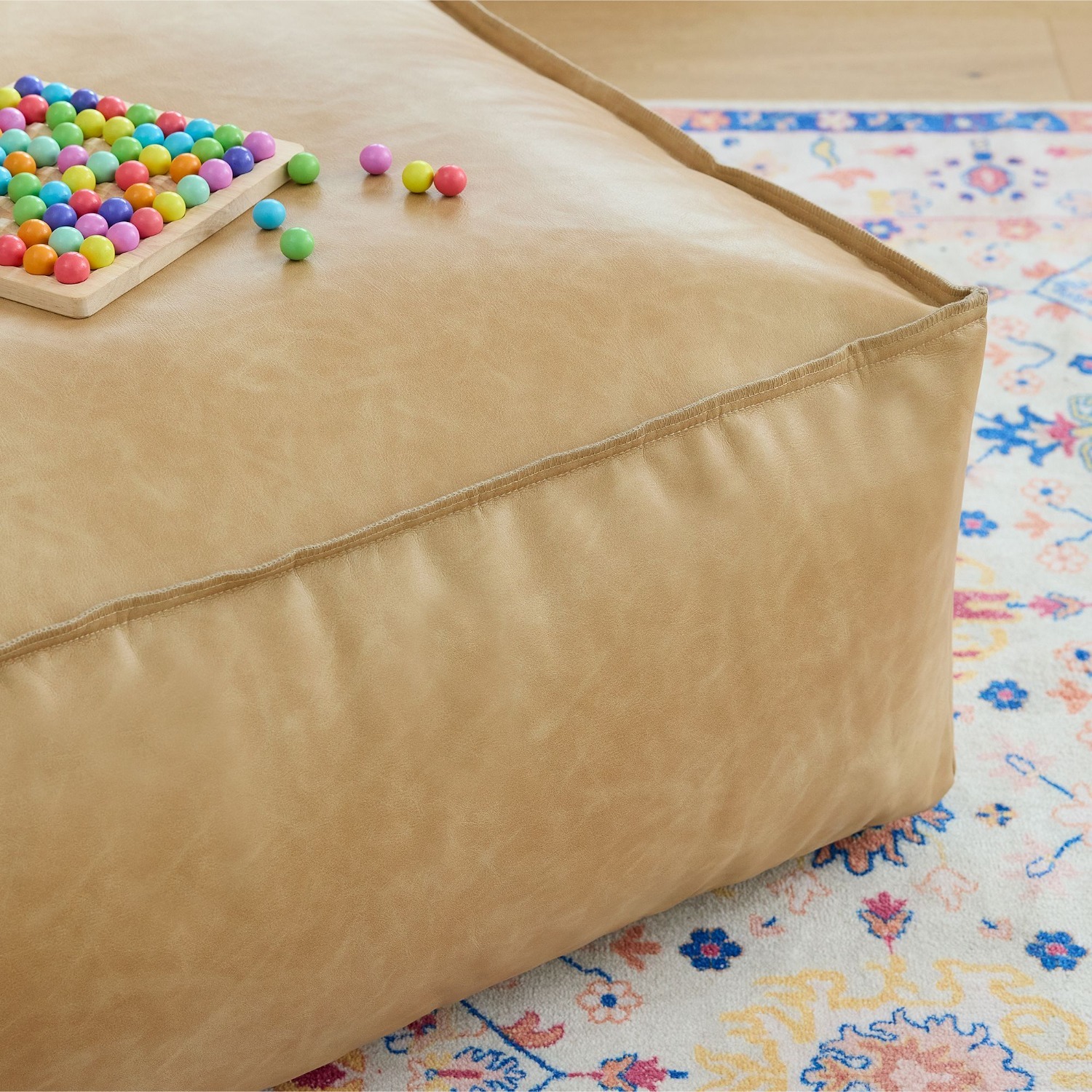 West Elm Vegan Leather Lounger Ottoman - image-2