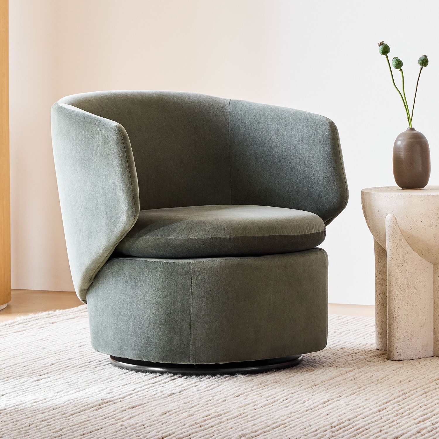 West Elm Crescent Swivel Chair - image-2