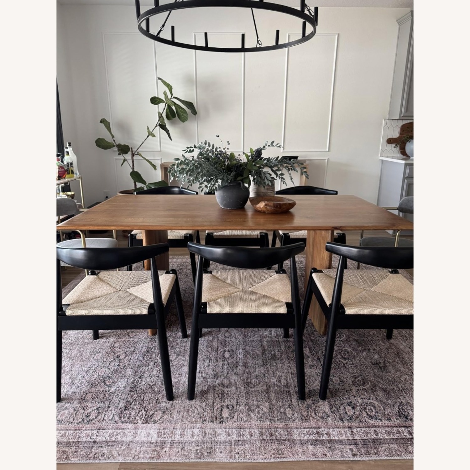 Mid Century Modern Woven and Solid Wood Chair Set - image-2