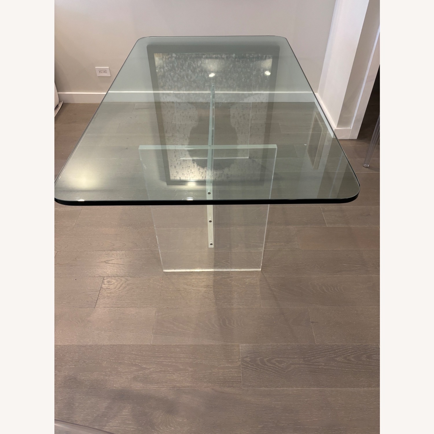 Clear Acrylic and Glass Rectangular Dining Table  - image-1