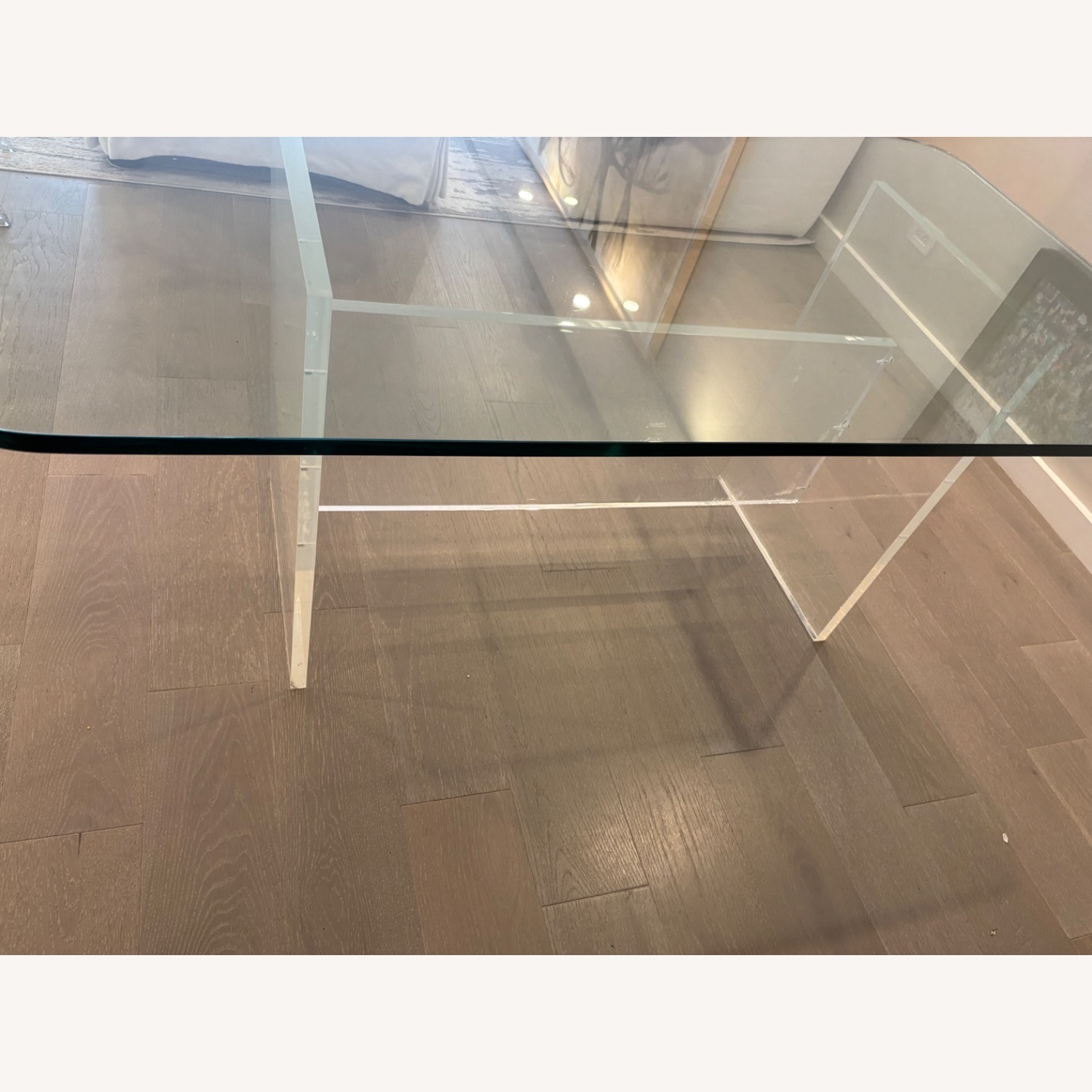 Clear Acrylic and Glass Rectangular Dining Table  - image-4