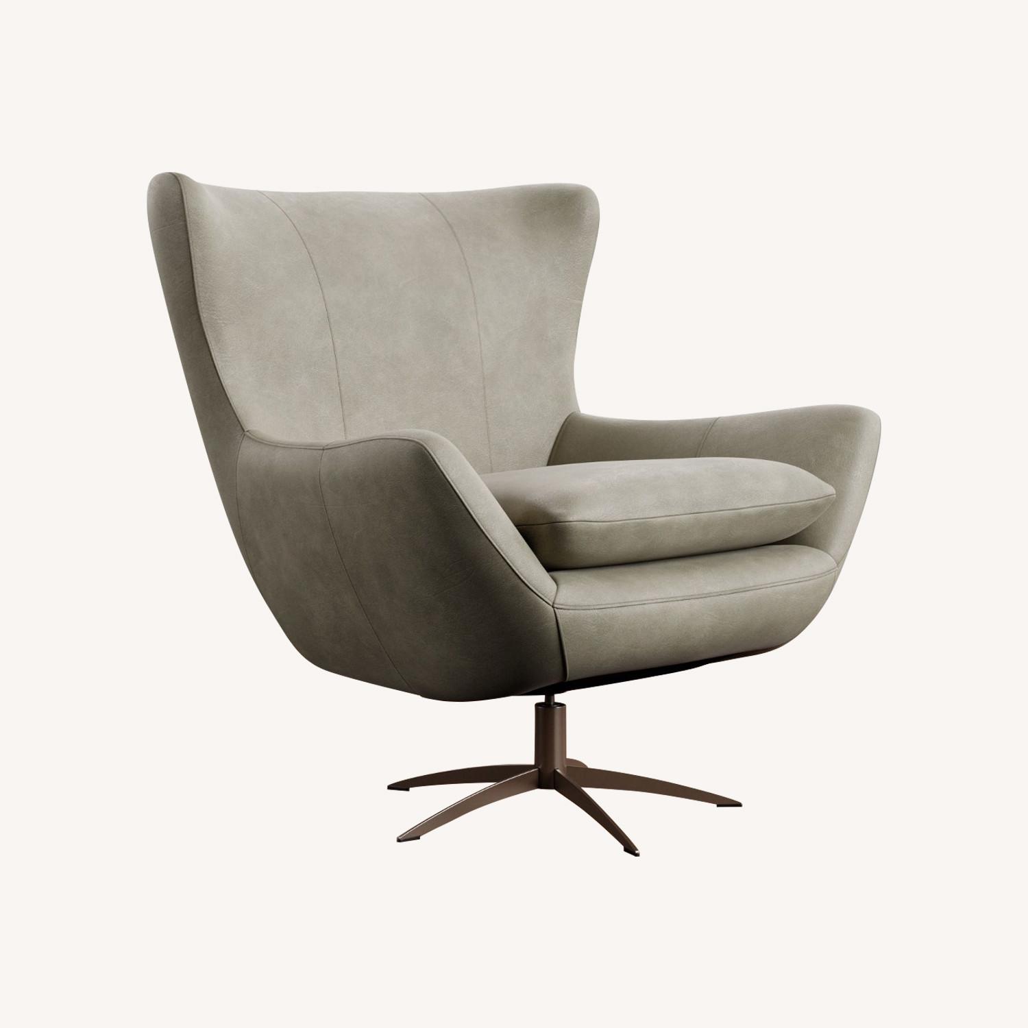 Pottery Barn Wells Leather Swivel Chair - image-0