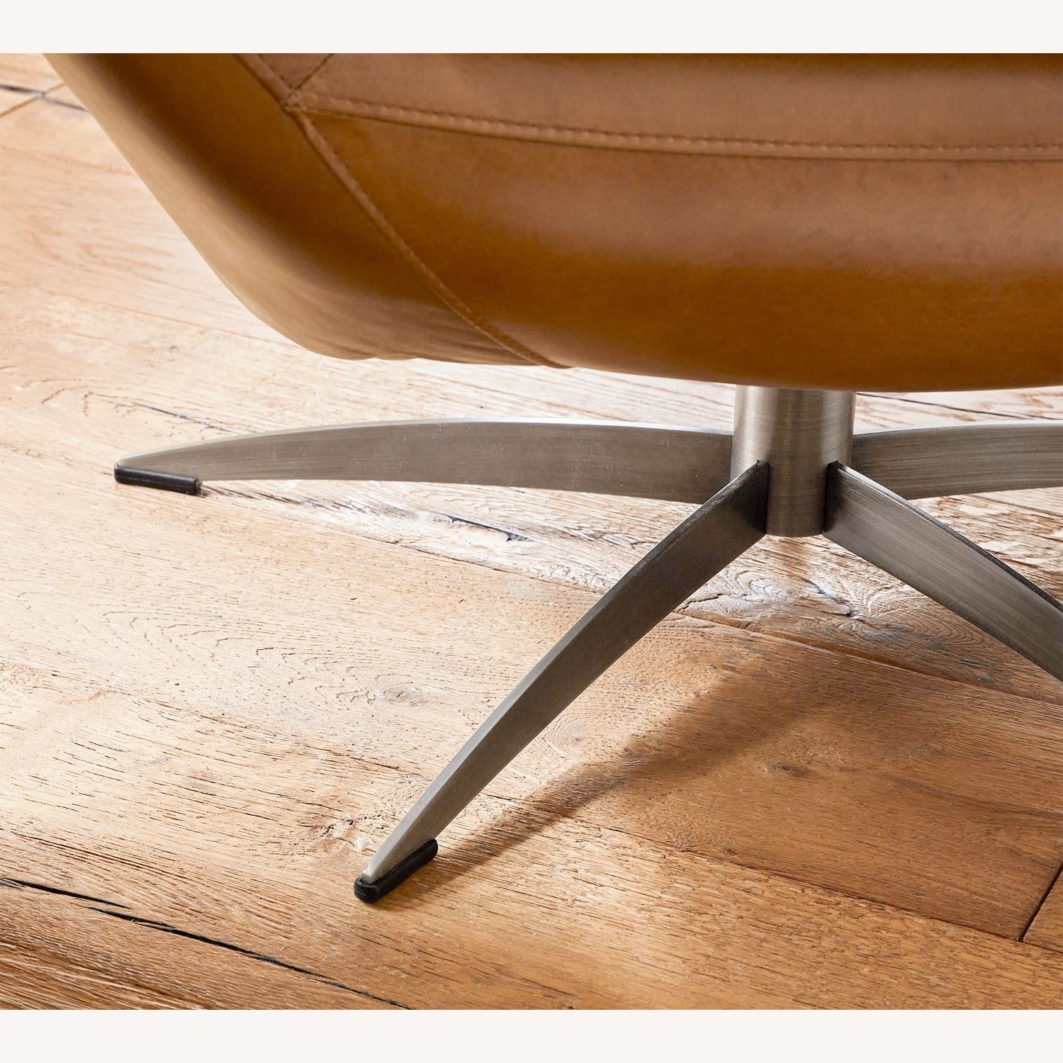 Pottery Barn Wells Leather Swivel Chair - image-2