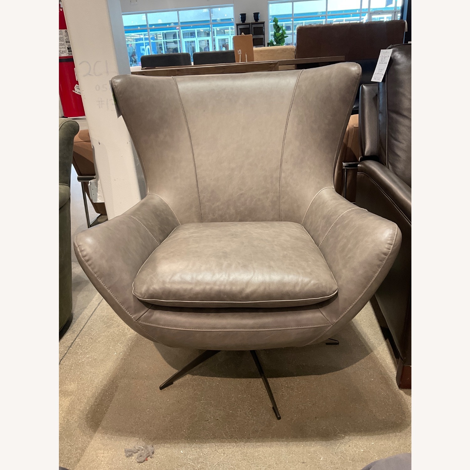 Pottery Barn Wells Leather Swivel Chair - image-5