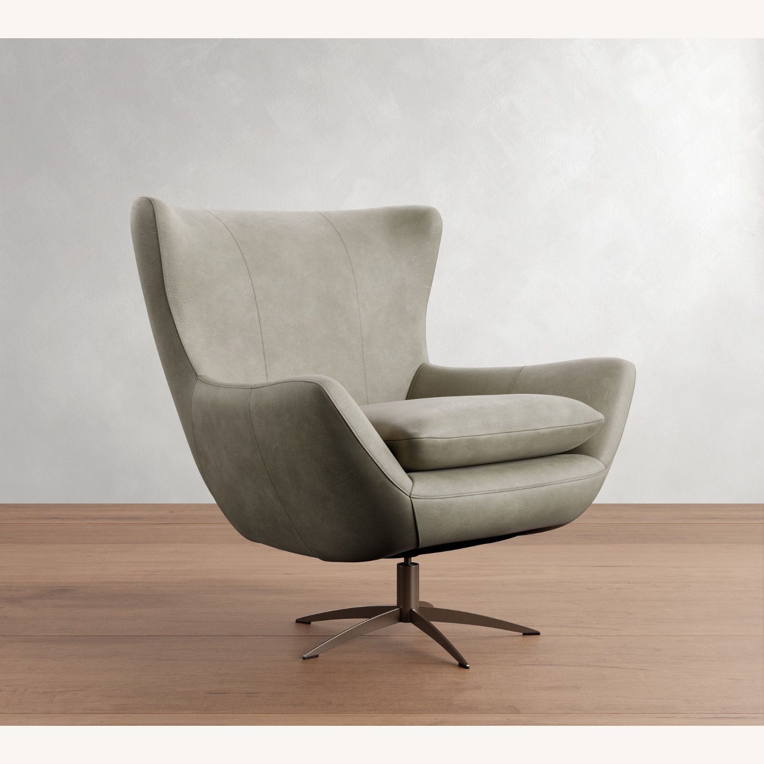 Pottery Barn Wells Leather Swivel Chair - image-1