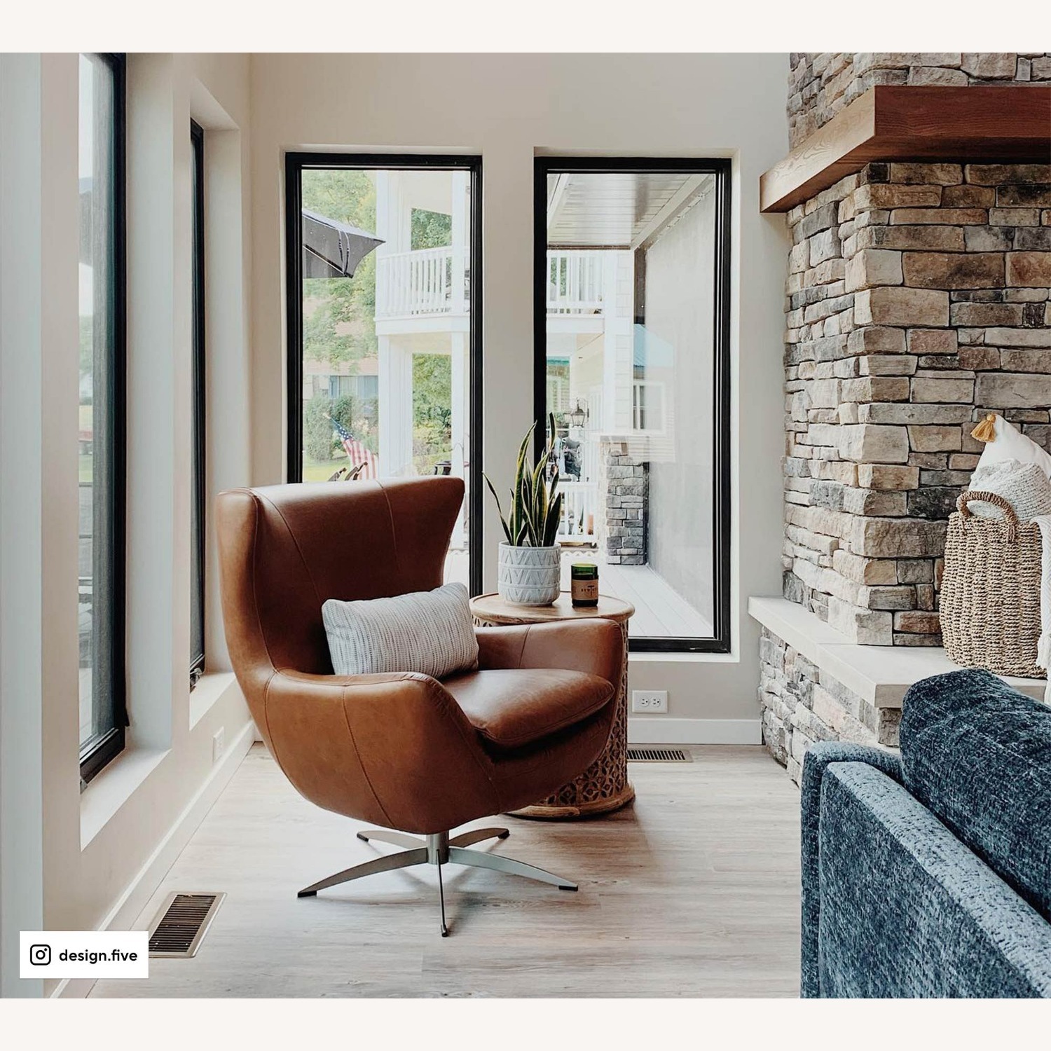 Pottery Barn Wells Leather Swivel Chair - image-3