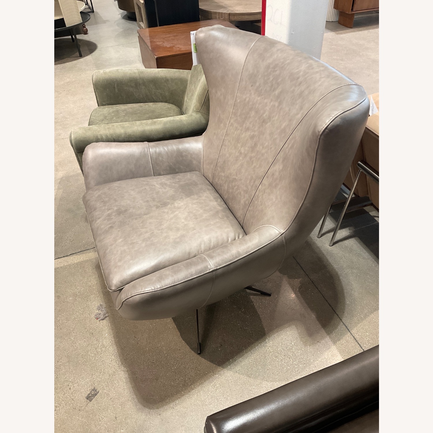 Pottery Barn Wells Leather Swivel Chair - image-7