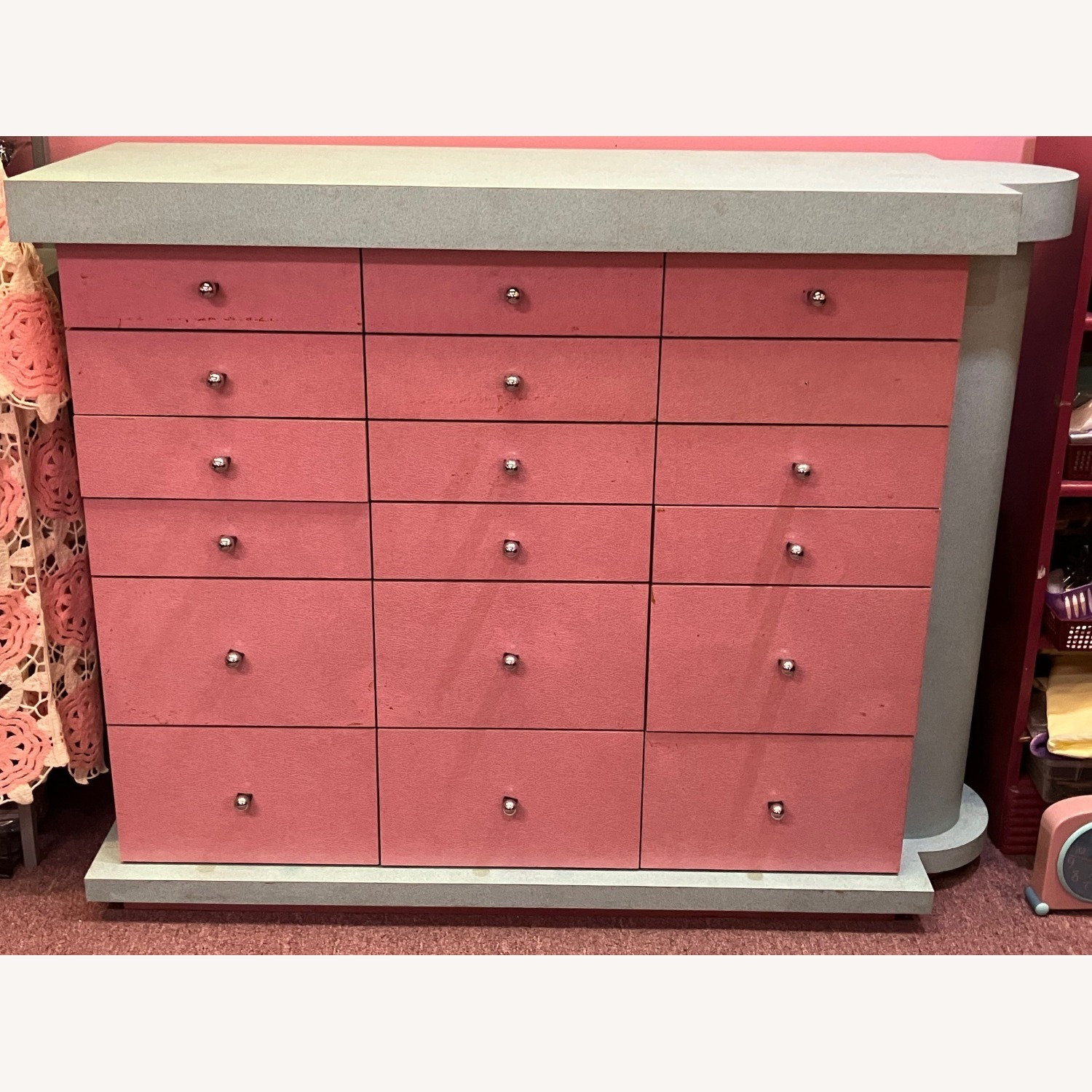 Vintage Diva's 80's Pink Cabinet Drawer Unit - image-2