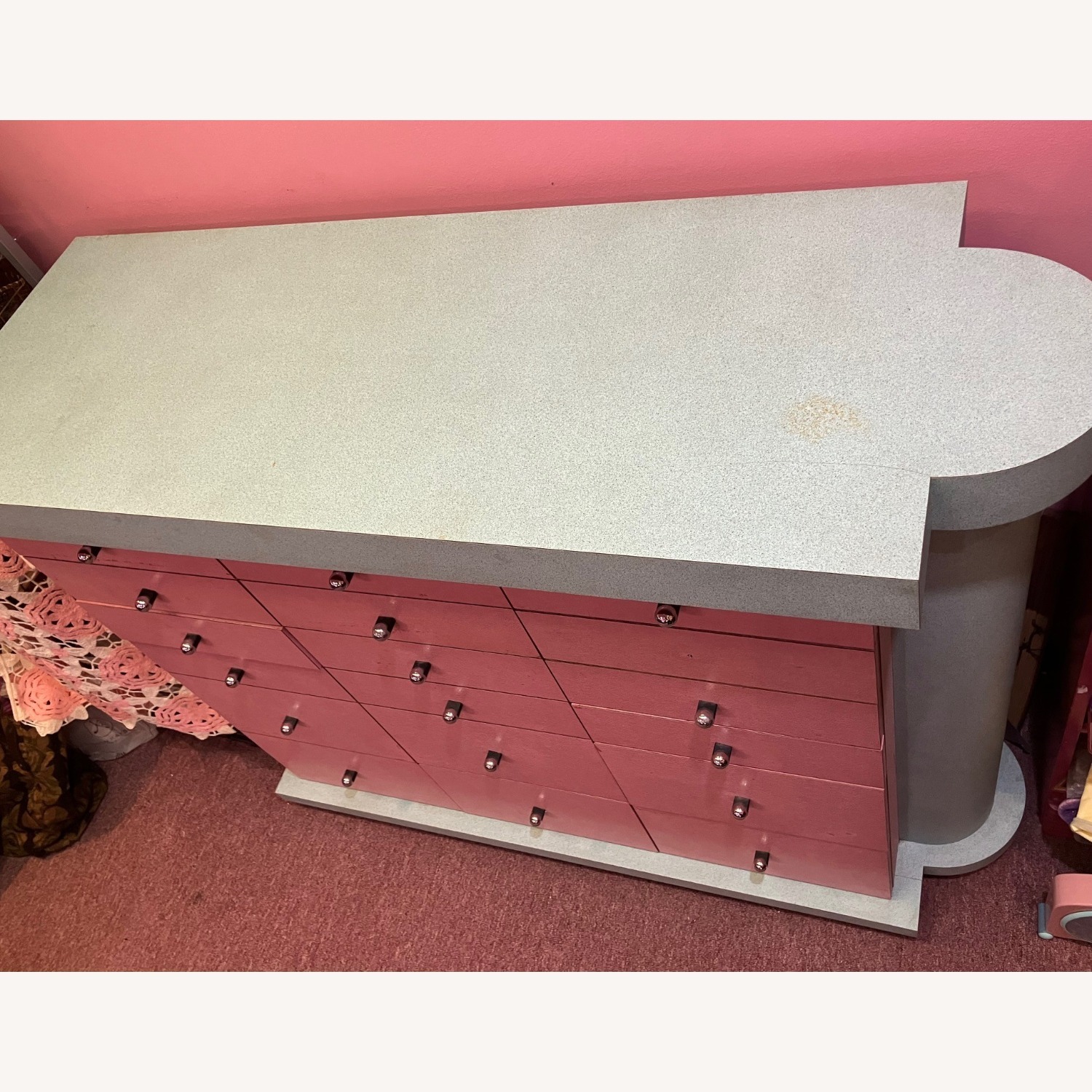 Vintage Diva's 80's Pink Cabinet Drawer Unit - image-3