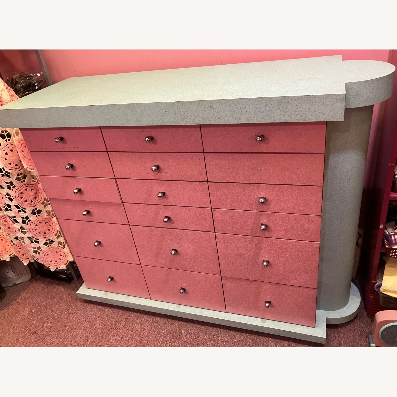 Vintage Diva's 80's Pink Cabinet Drawer Unit - image-1