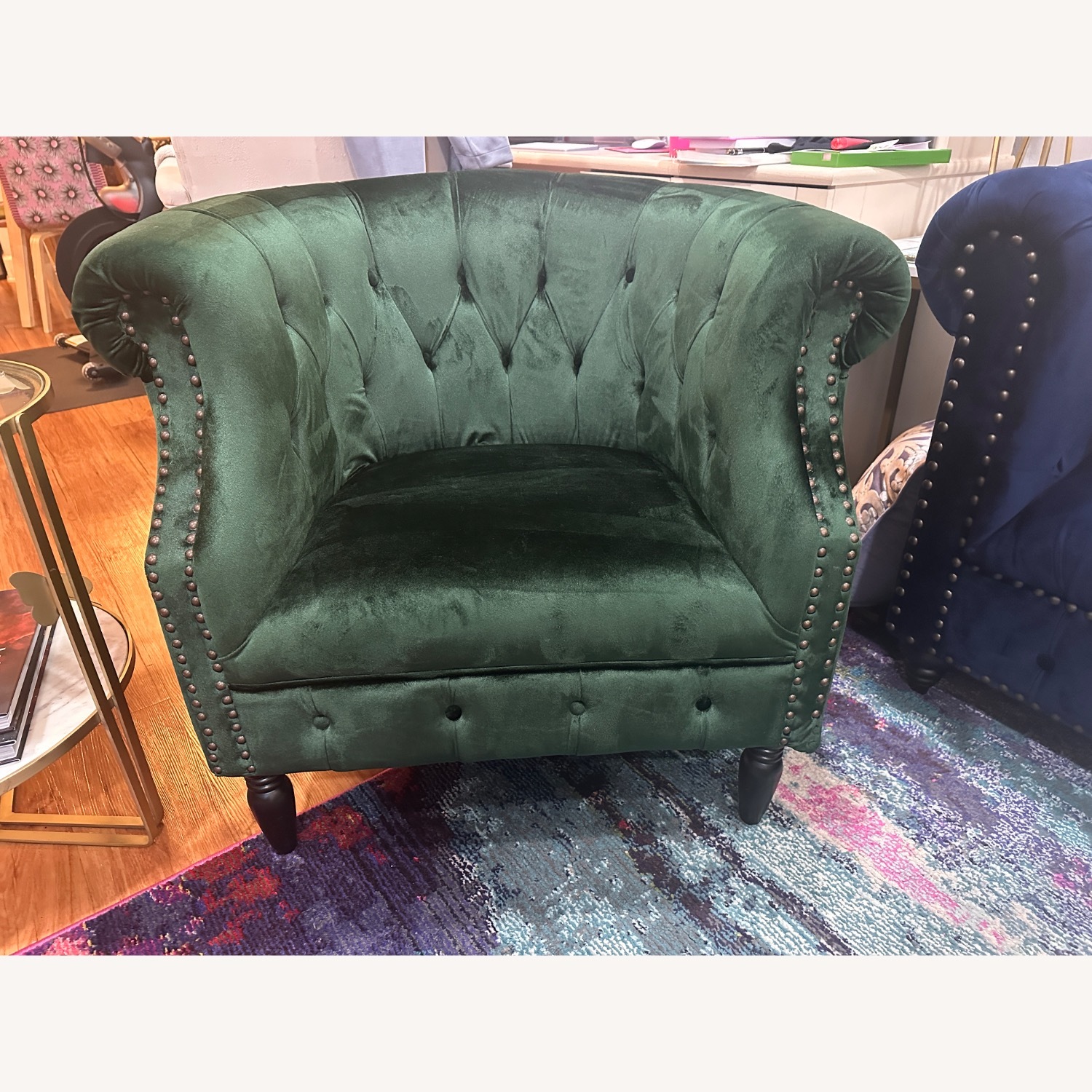 Willa Arlo Forest Green Velvet Accent Chair - image-2
