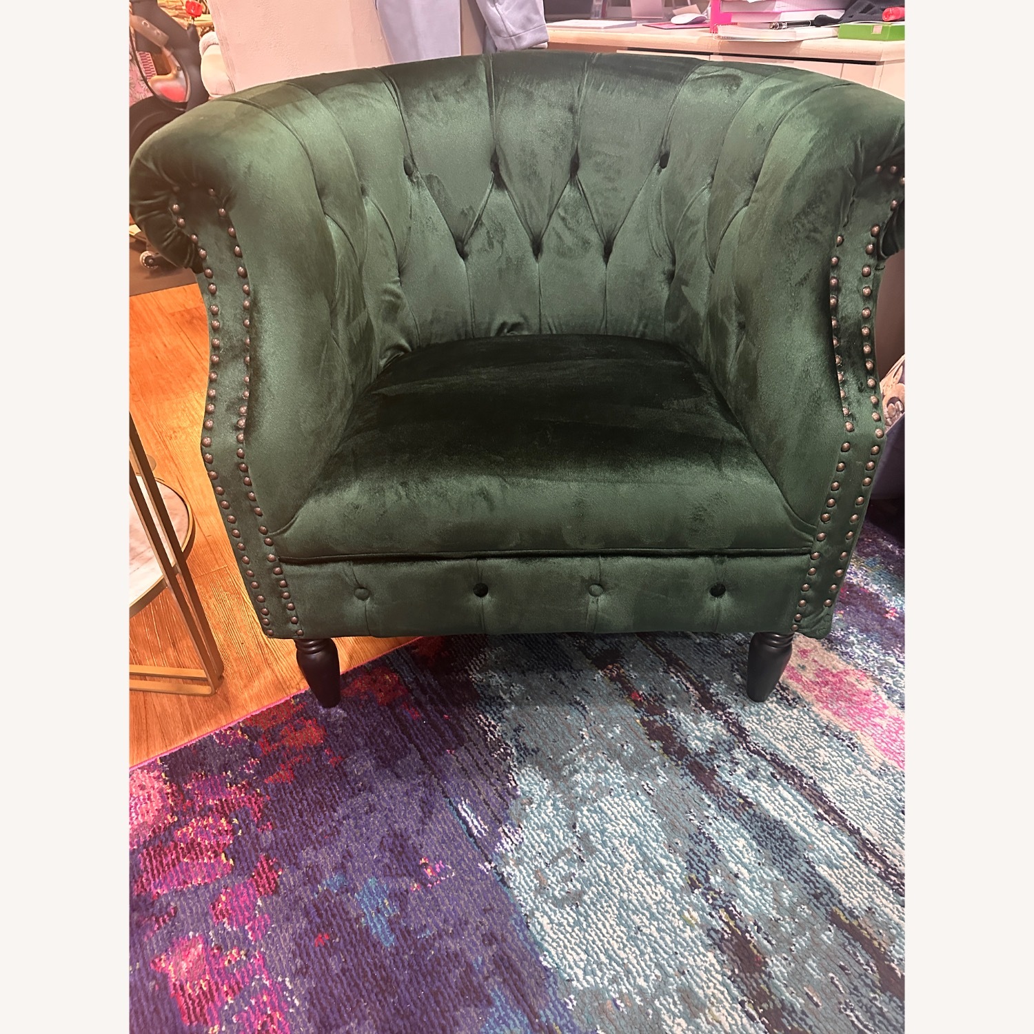 Willa Arlo Forest Green Velvet Accent Chair - image-1
