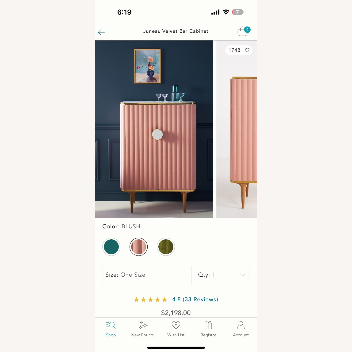 Anthropologie Pink Juneau Bar Cabinet - image-7