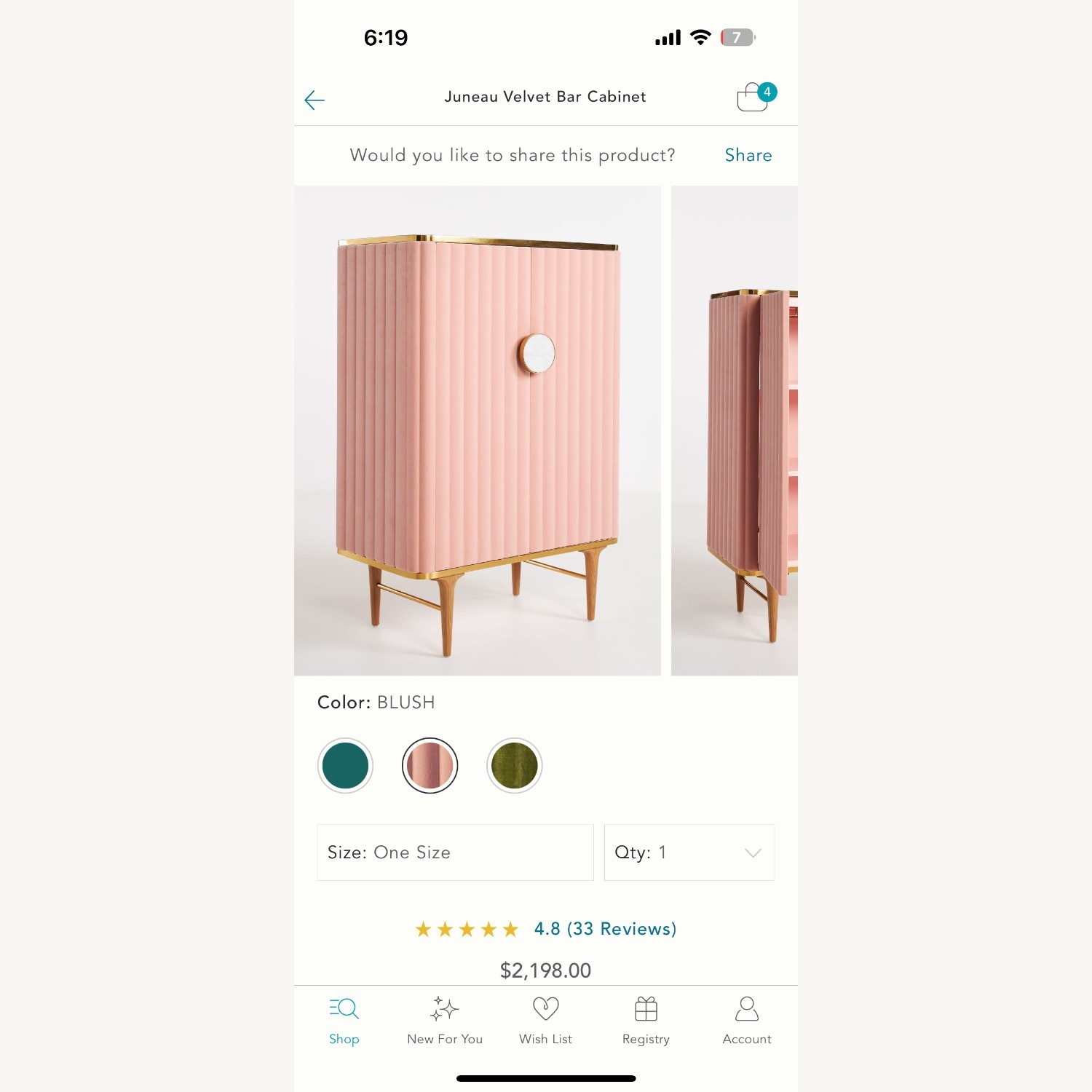Anthropologie Pink Juneau Bar Cabinet - image-5