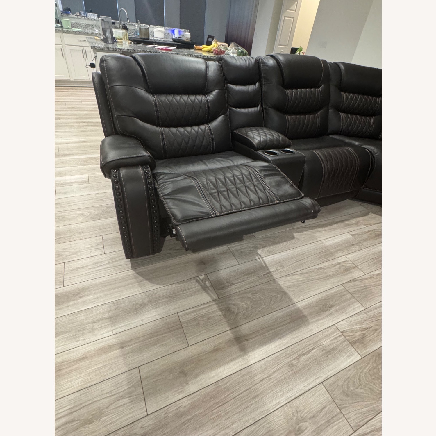 Bob's Discount Furniture Leather Sectional Sofa - image-1