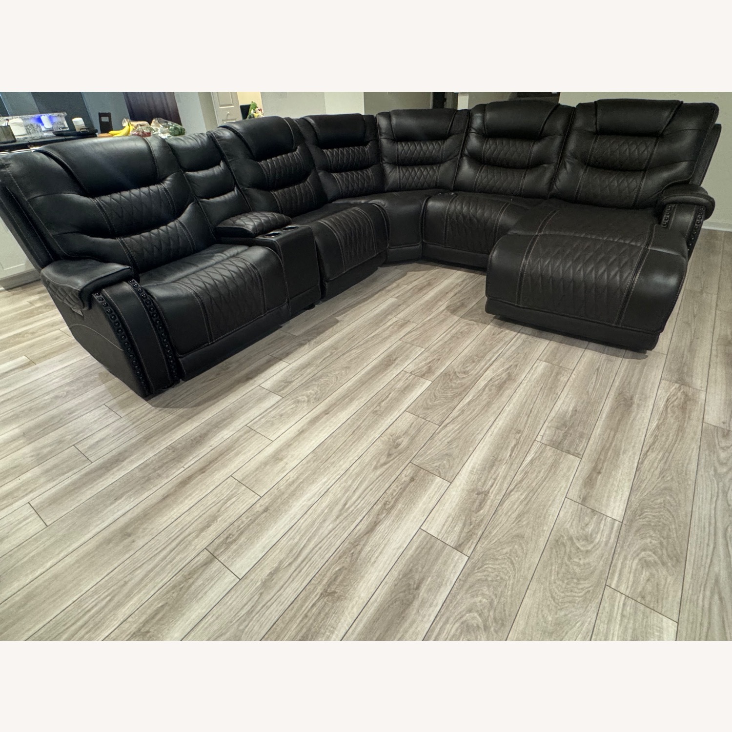 Bob's Discount Furniture Leather Sectional Sofa - image-0