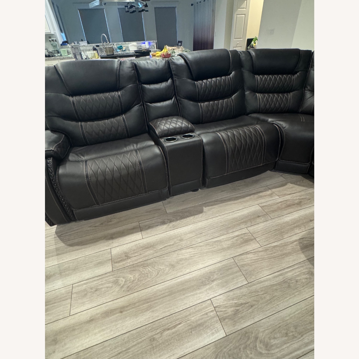 Bob's Discount Furniture Leather Sectional Sofa - image-2