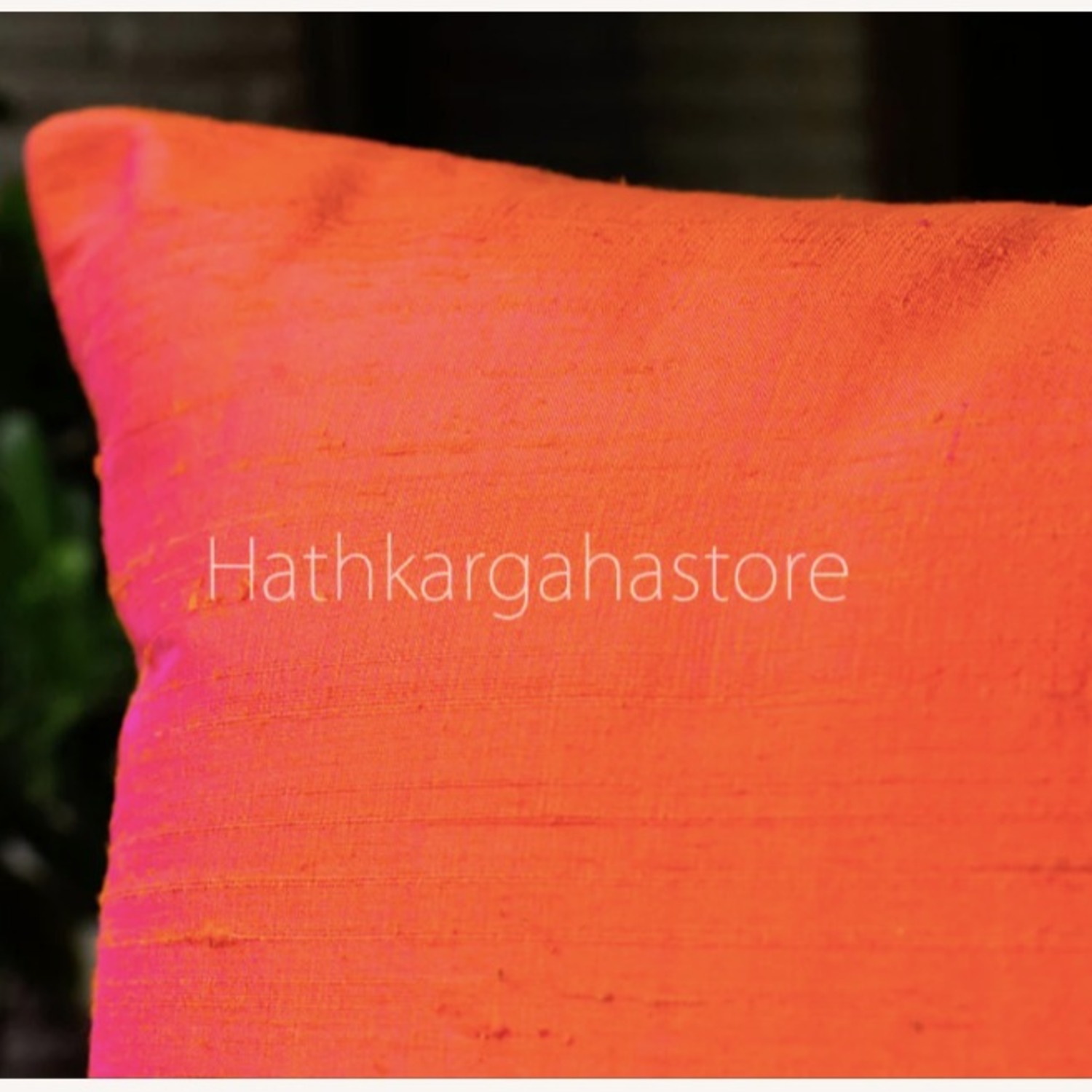 Taylor Made Custom 2 Orange + Hot Pink Silk Throw Pillows 20”x20” - image-2