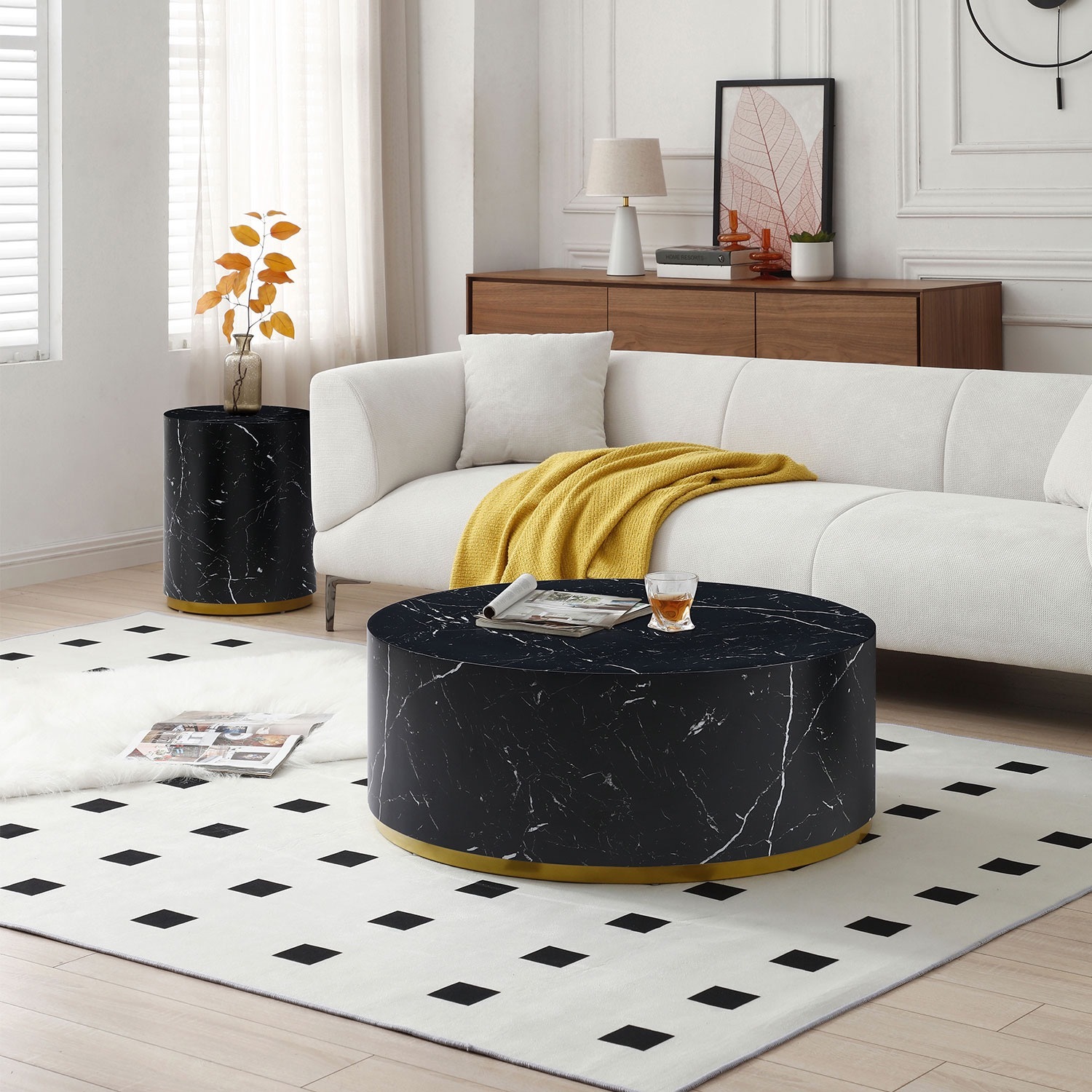 Modern Faux Marble Coffee Tables for Living Room - image-3