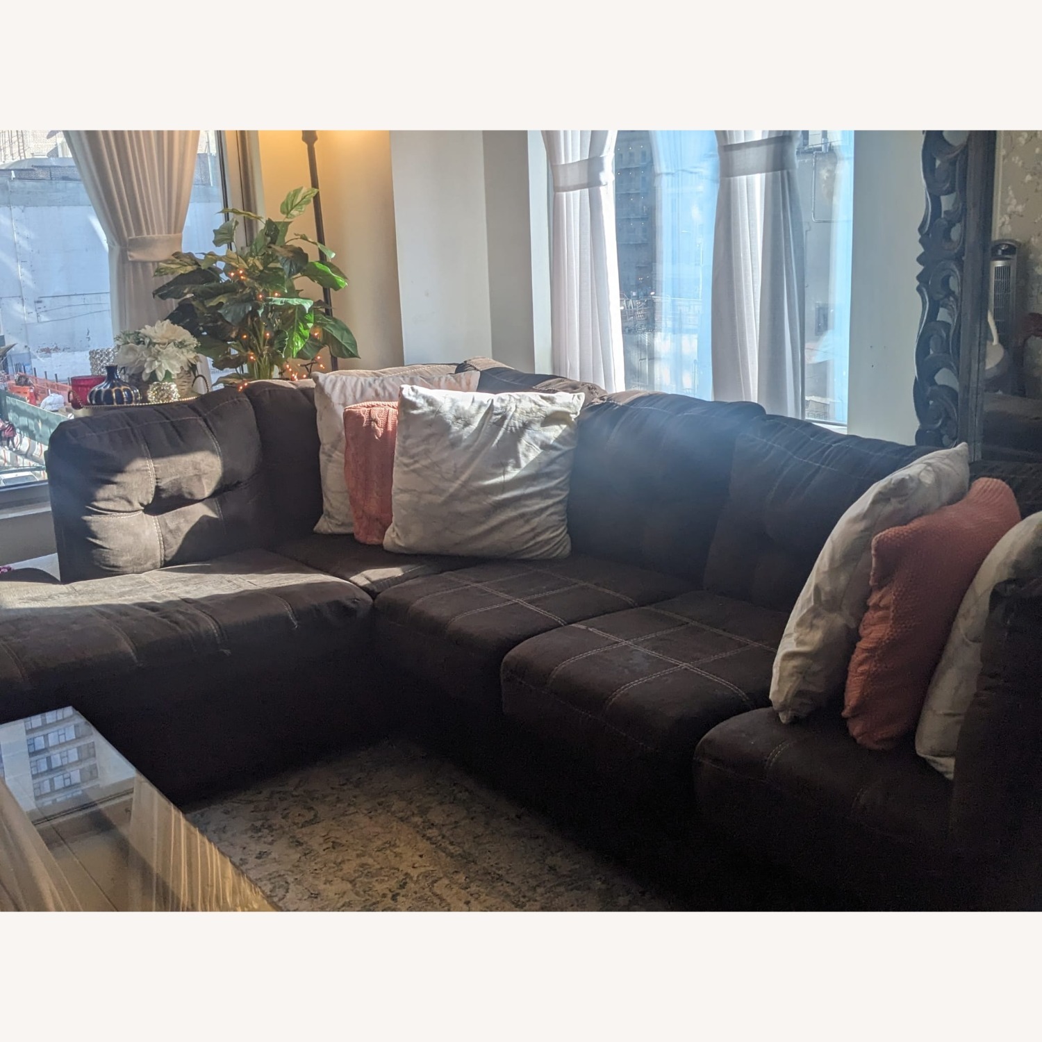 Raymour & Flanigan Dark Brown Sectional  - image-1