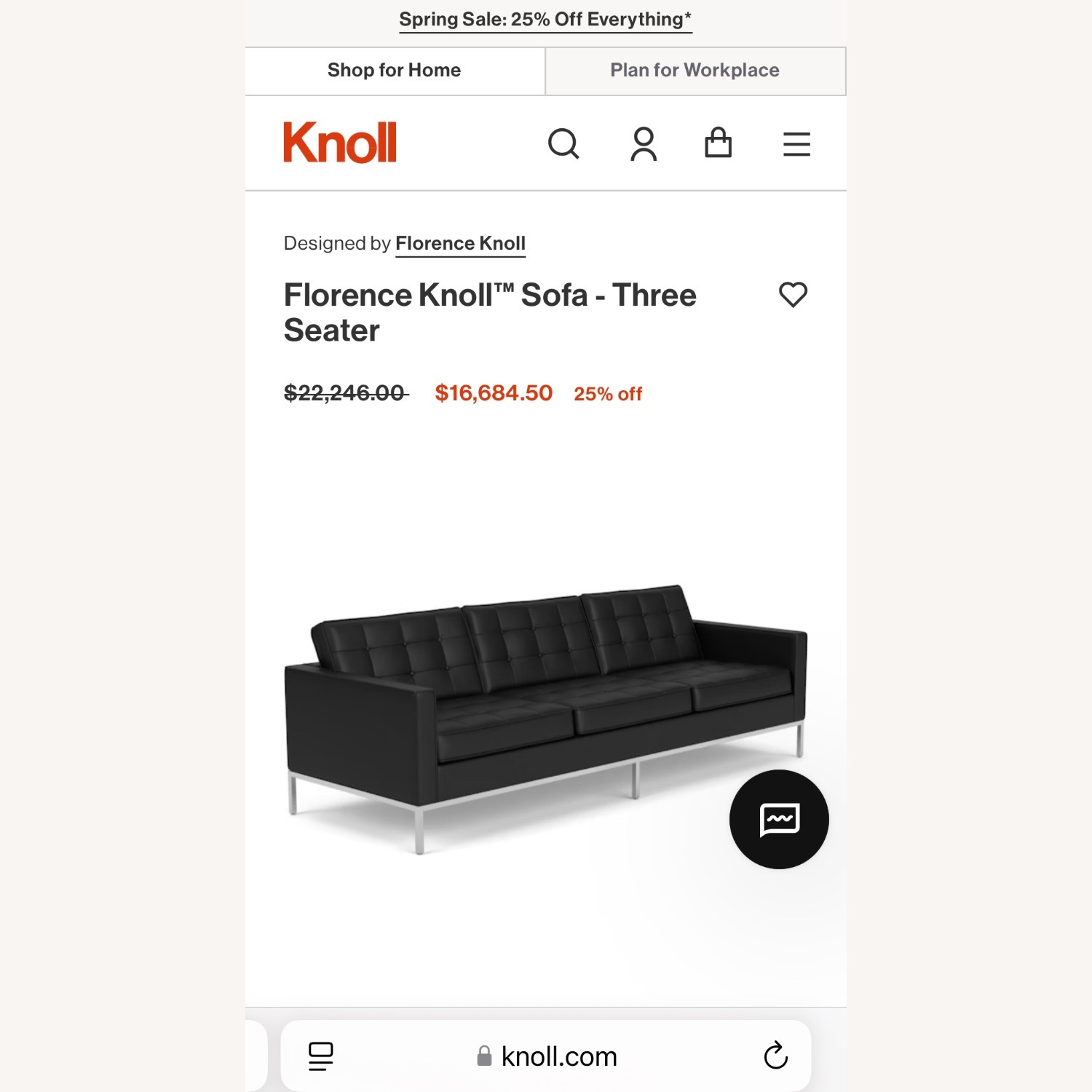 Knoll Vintage Florence Leather Couch - image-7