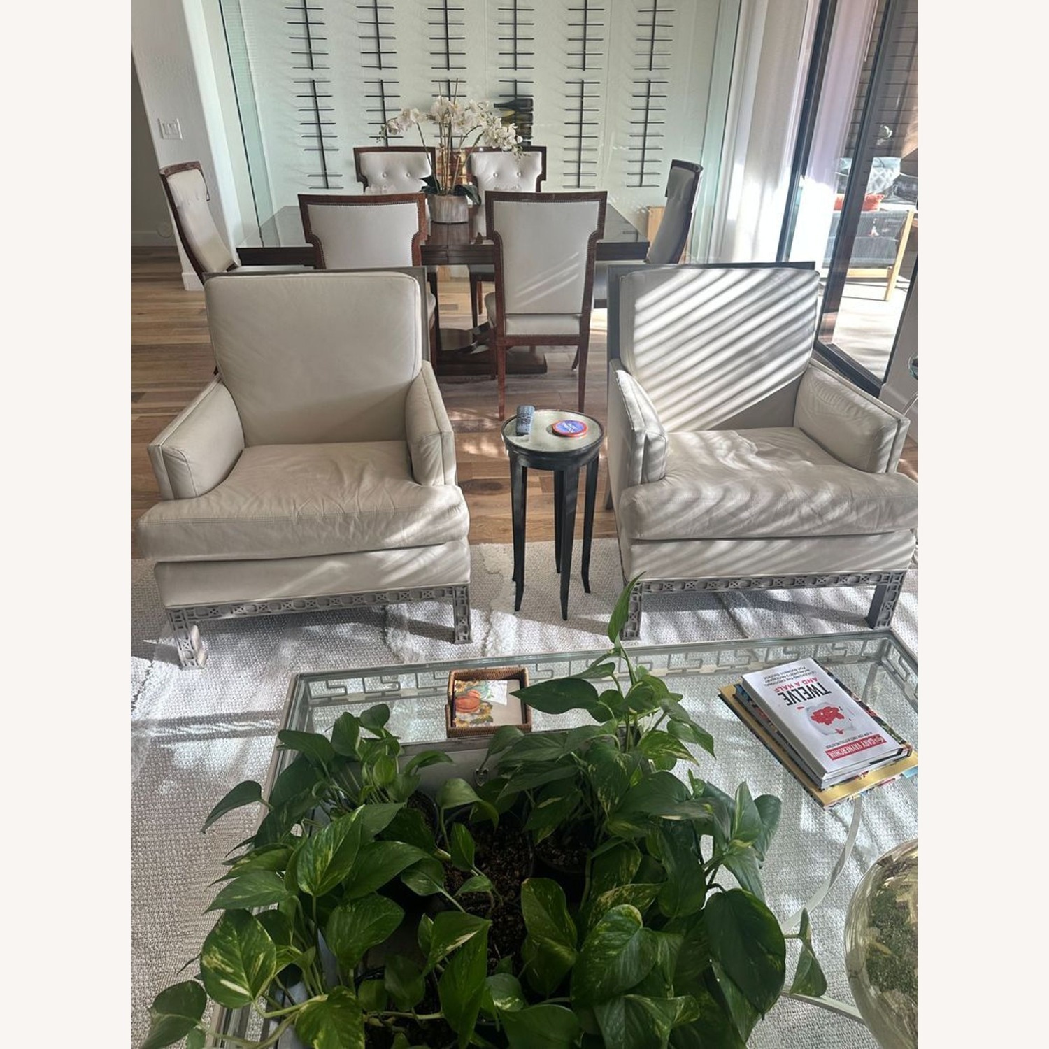 Pair of Global Views Williamsburg Leather Chairs - image-1