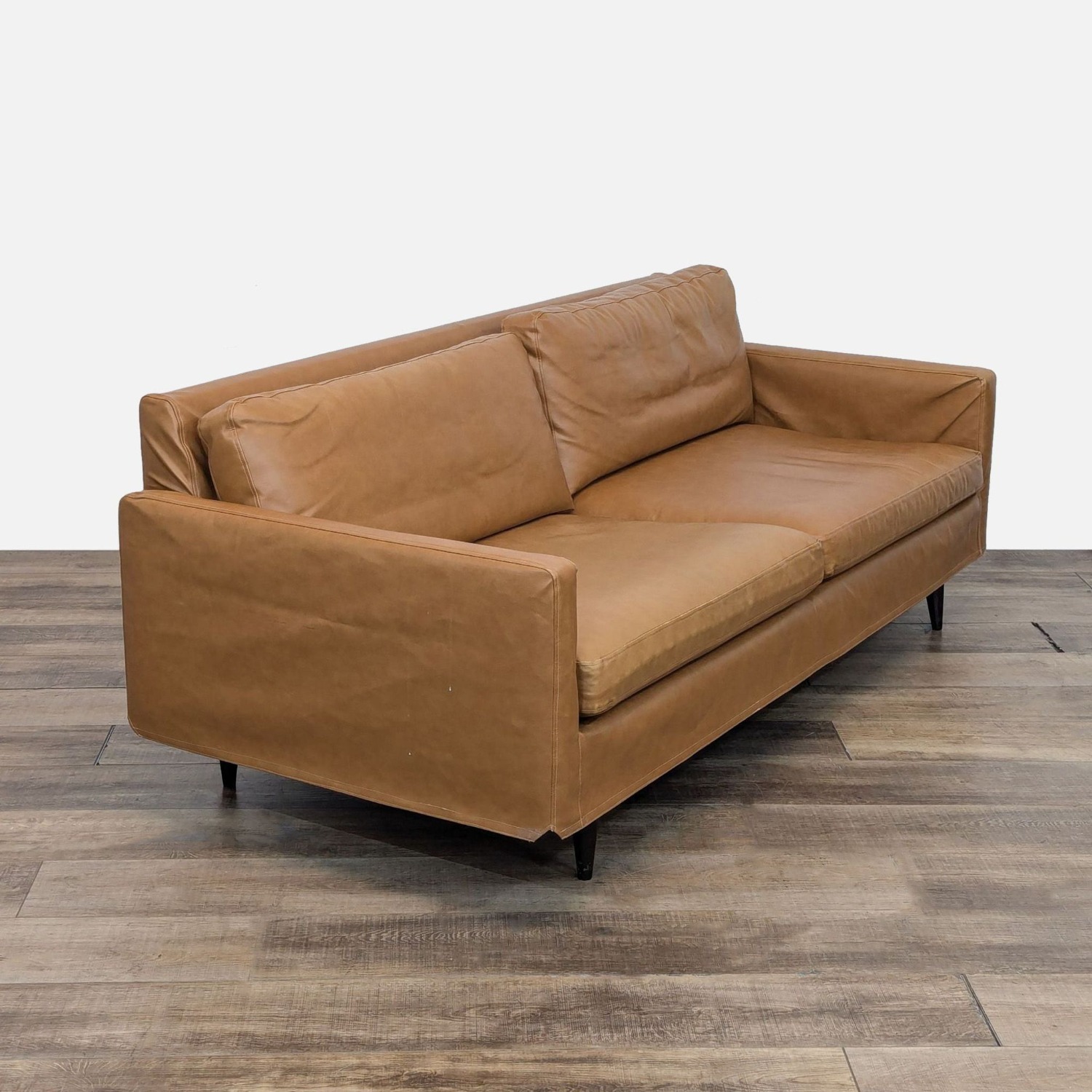 Crate & Barrel Petrie sofa with Custom Camel - image-5