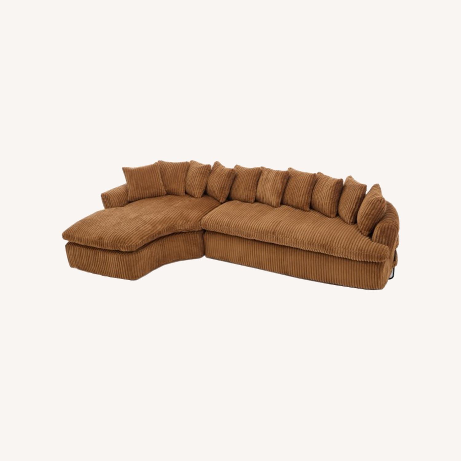 L-Shape Left Large Sectional Sofa, Brown - image-0