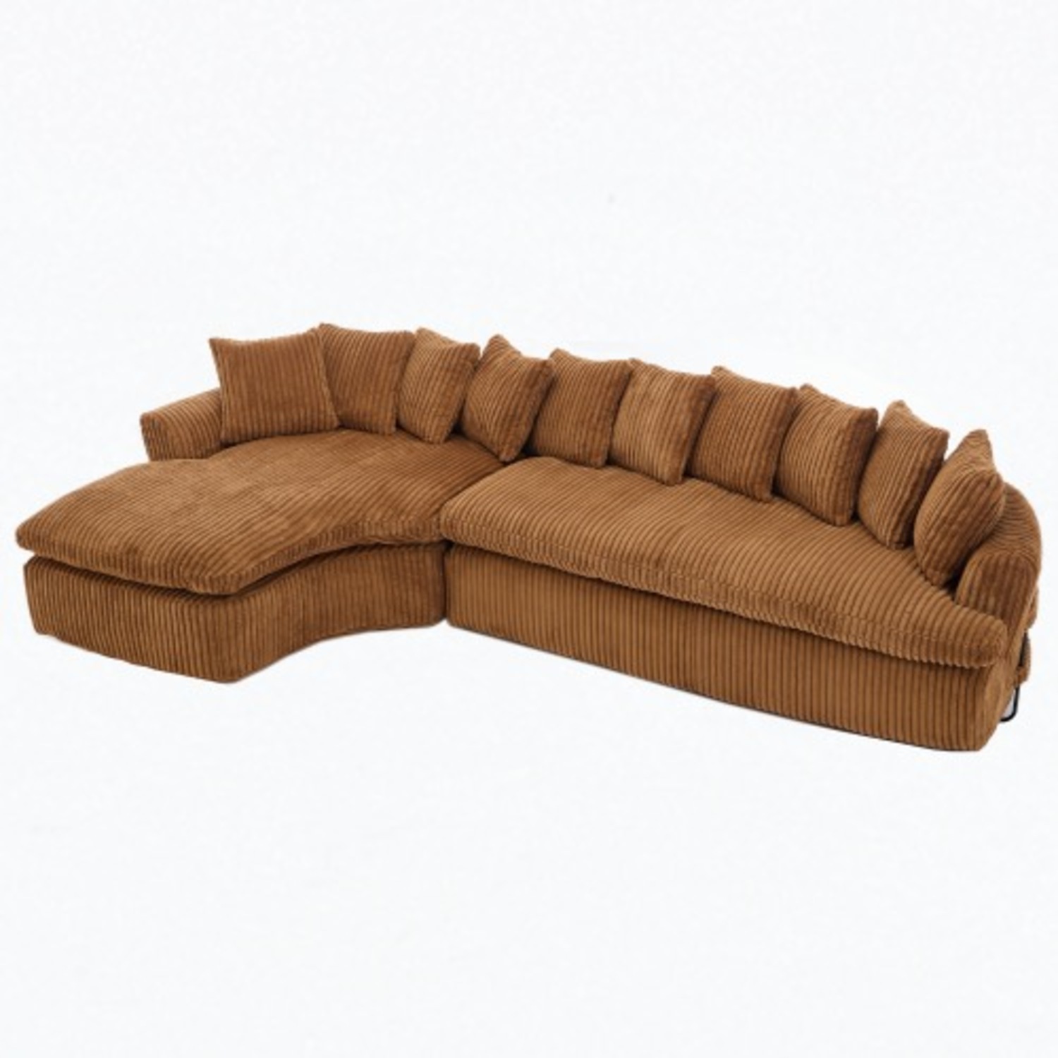 L-Shape Left Large Sectional Sofa, Brown - image-1