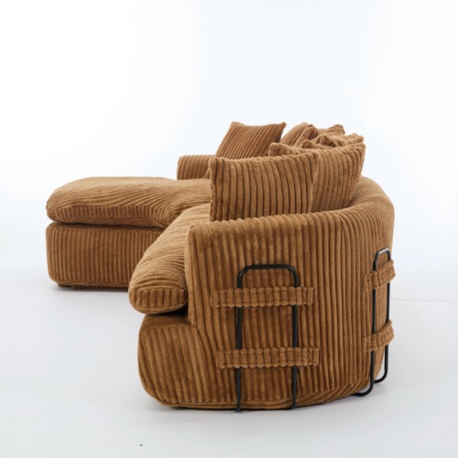 L-Shape Left Large Sectional Sofa, Brown - image-25