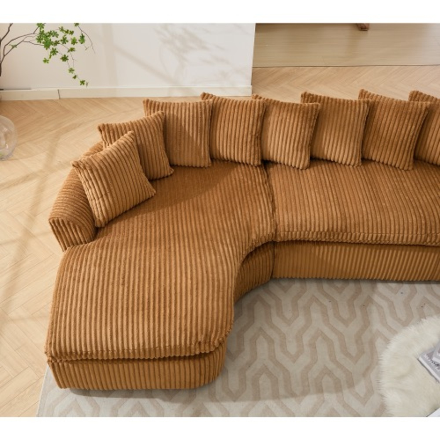 L-Shape Left Large Sectional Sofa, Brown - image-13