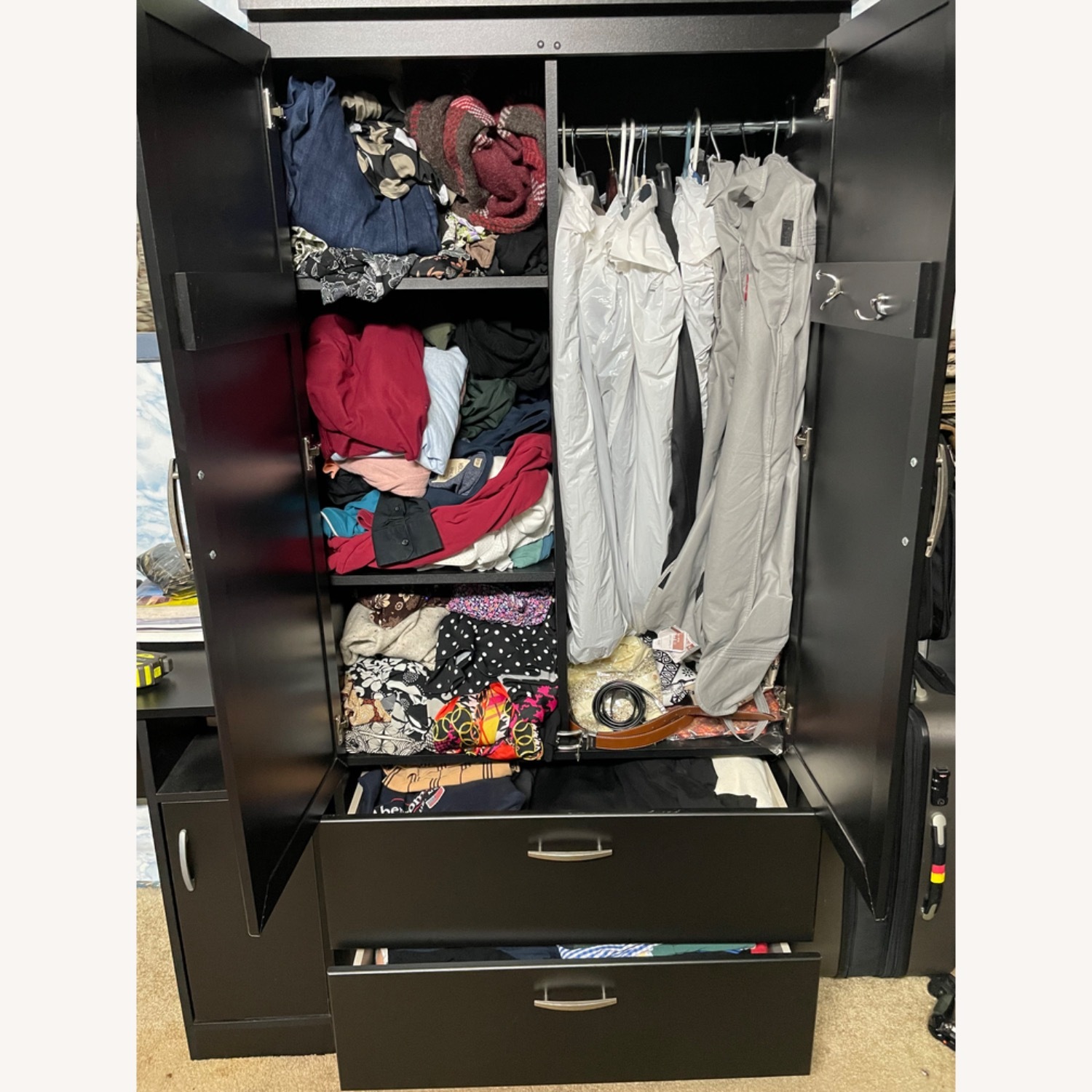 Staples Sleek & Spacious Black Wardrobe with Drawers - image-2