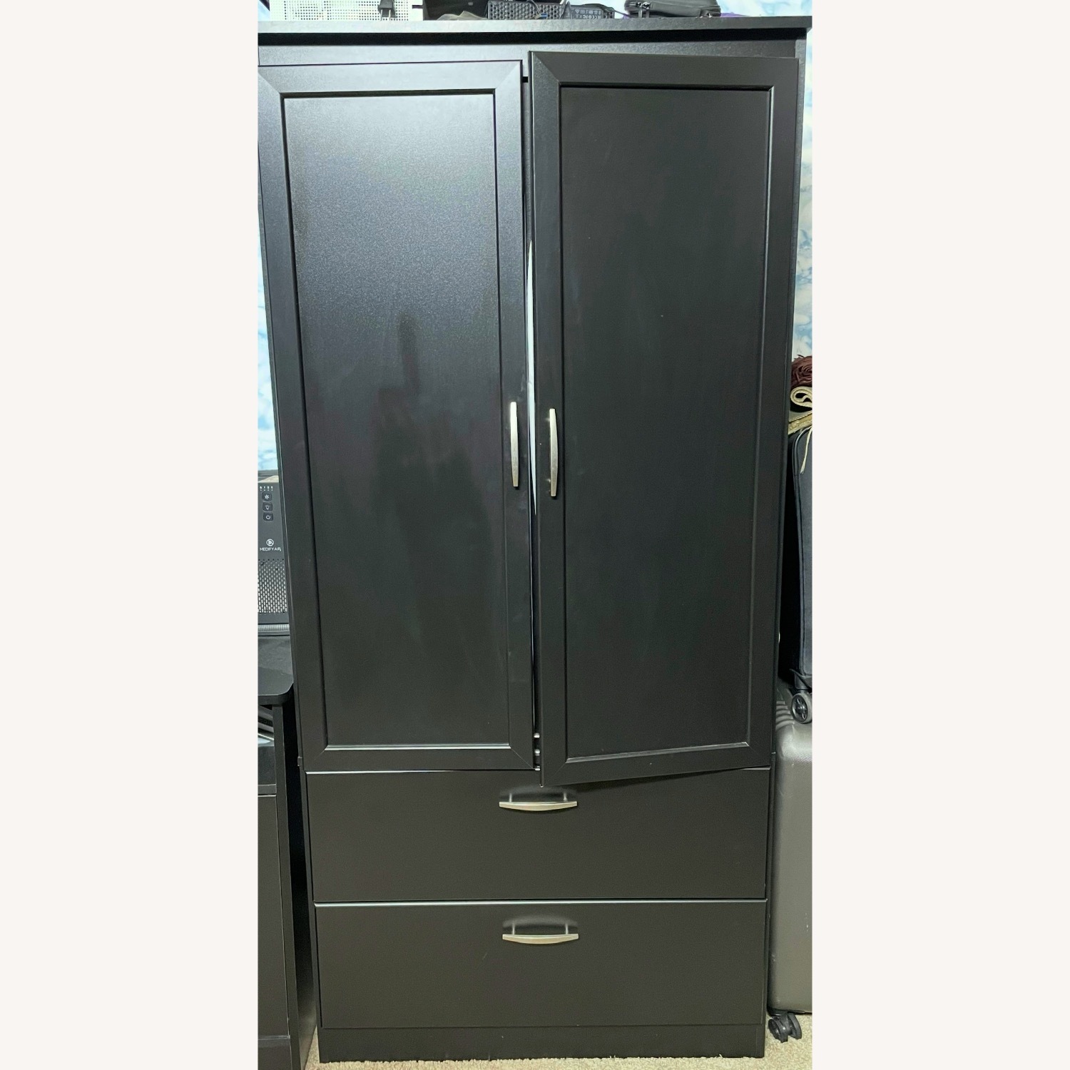 Staples Sleek & Spacious Black Wardrobe with Drawers - image-1