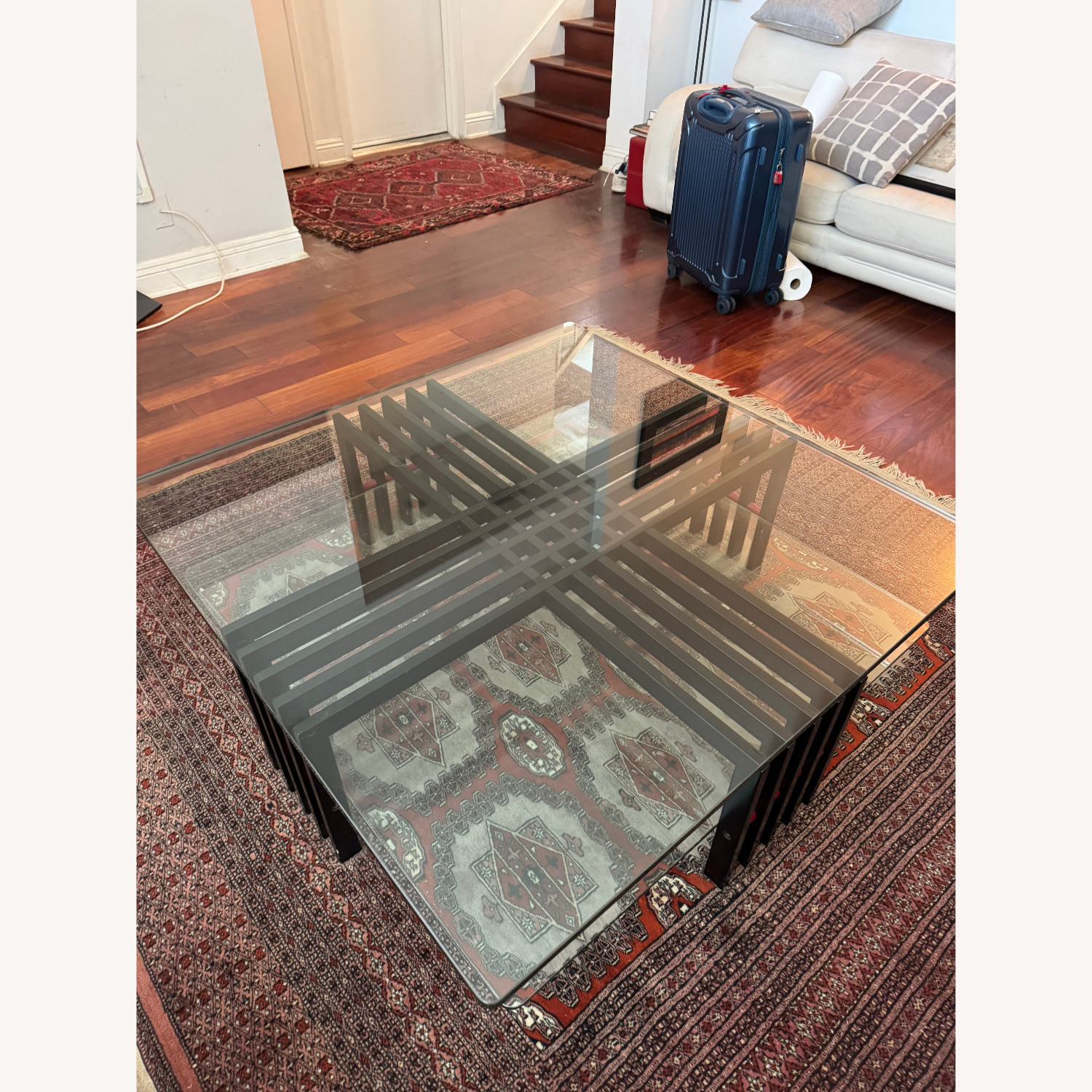 Italian Glass and Black Lacquer Coffee Table  - image-2