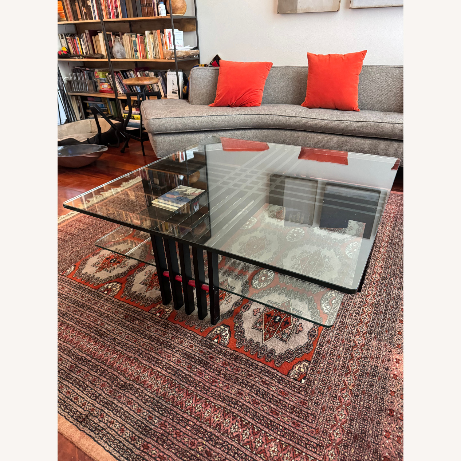 Italian Glass and Black Lacquer Coffee Table  - image-3