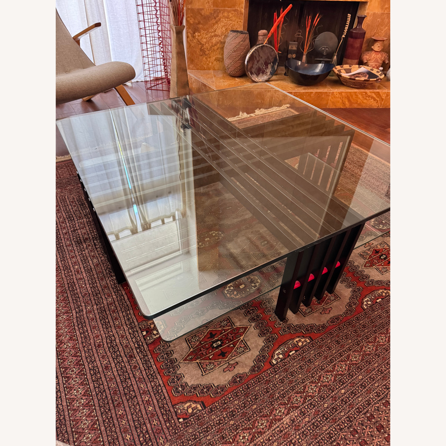 Italian Glass and Black Lacquer Coffee Table  - image-1