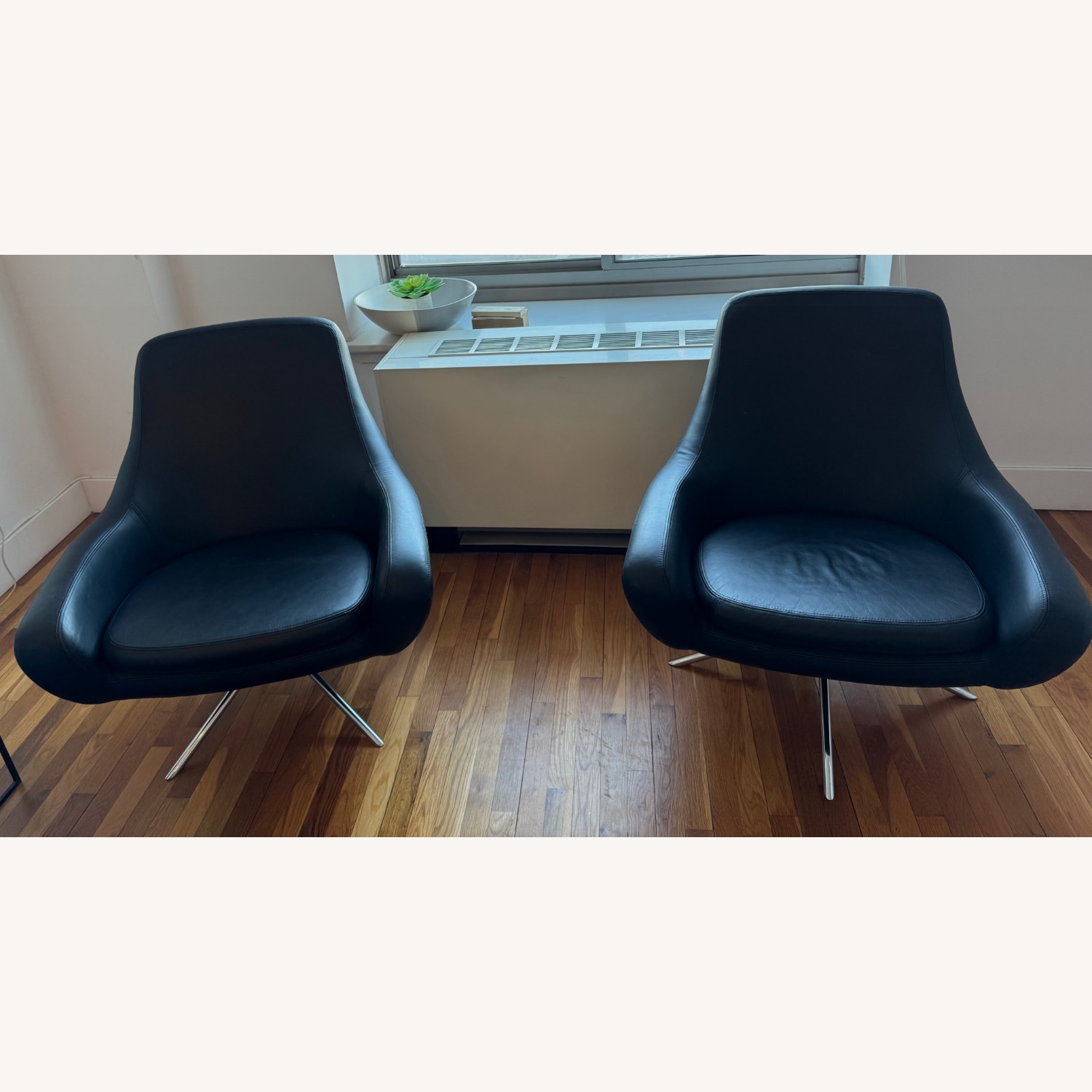 Design Within Reach Noomi Leather & Chrome Armchairs - image-1