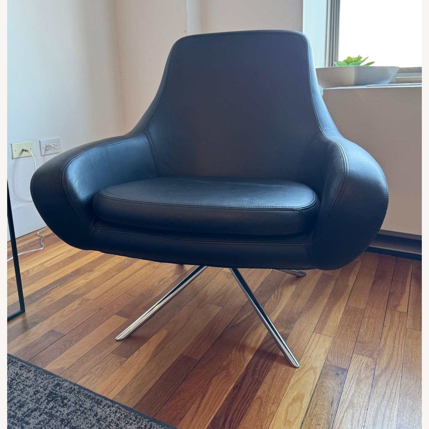 Design Within Reach Noomi Leather & Chrome Armchairs - image-2