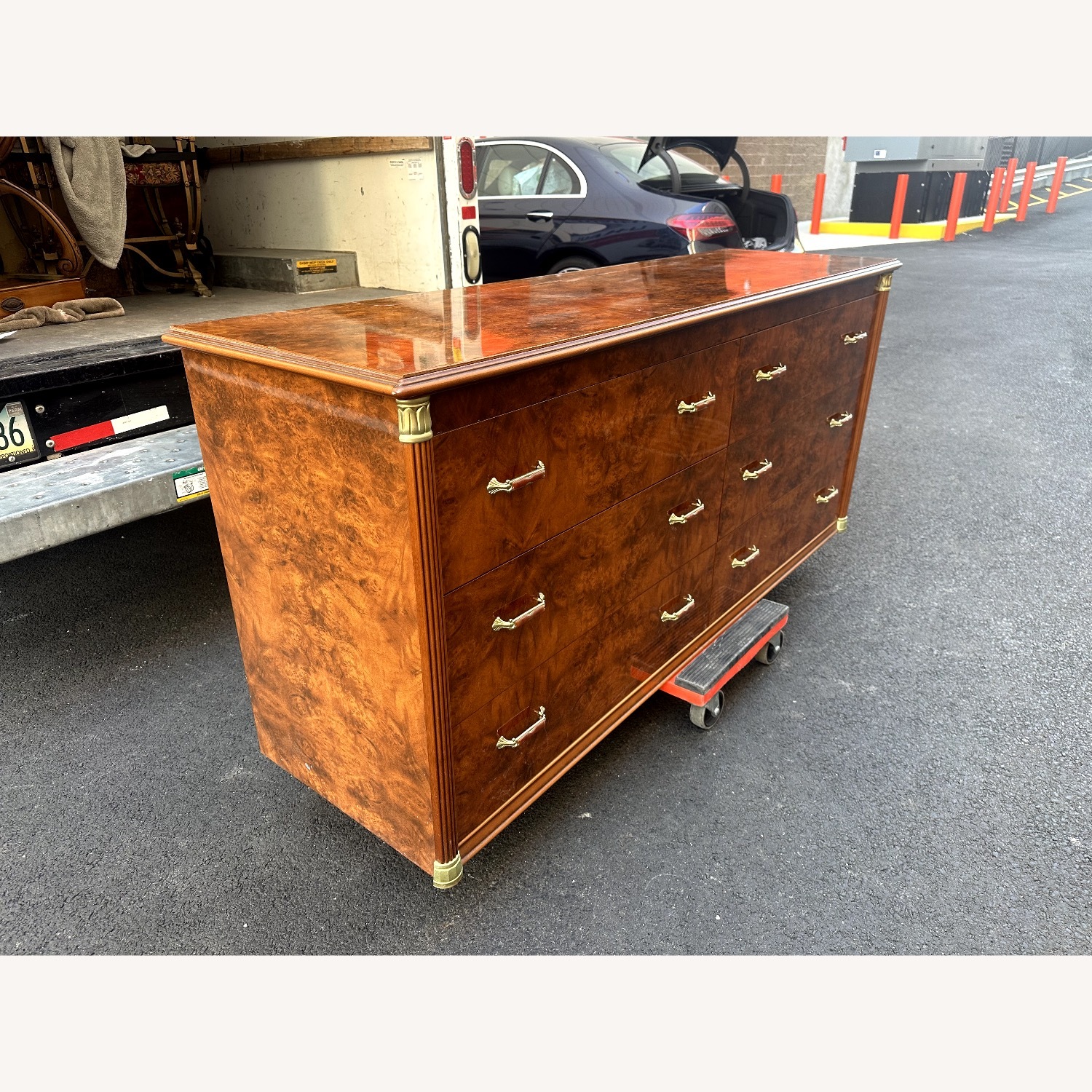 Italian Amboyna Burlwood Dresser with Mirror - image-9