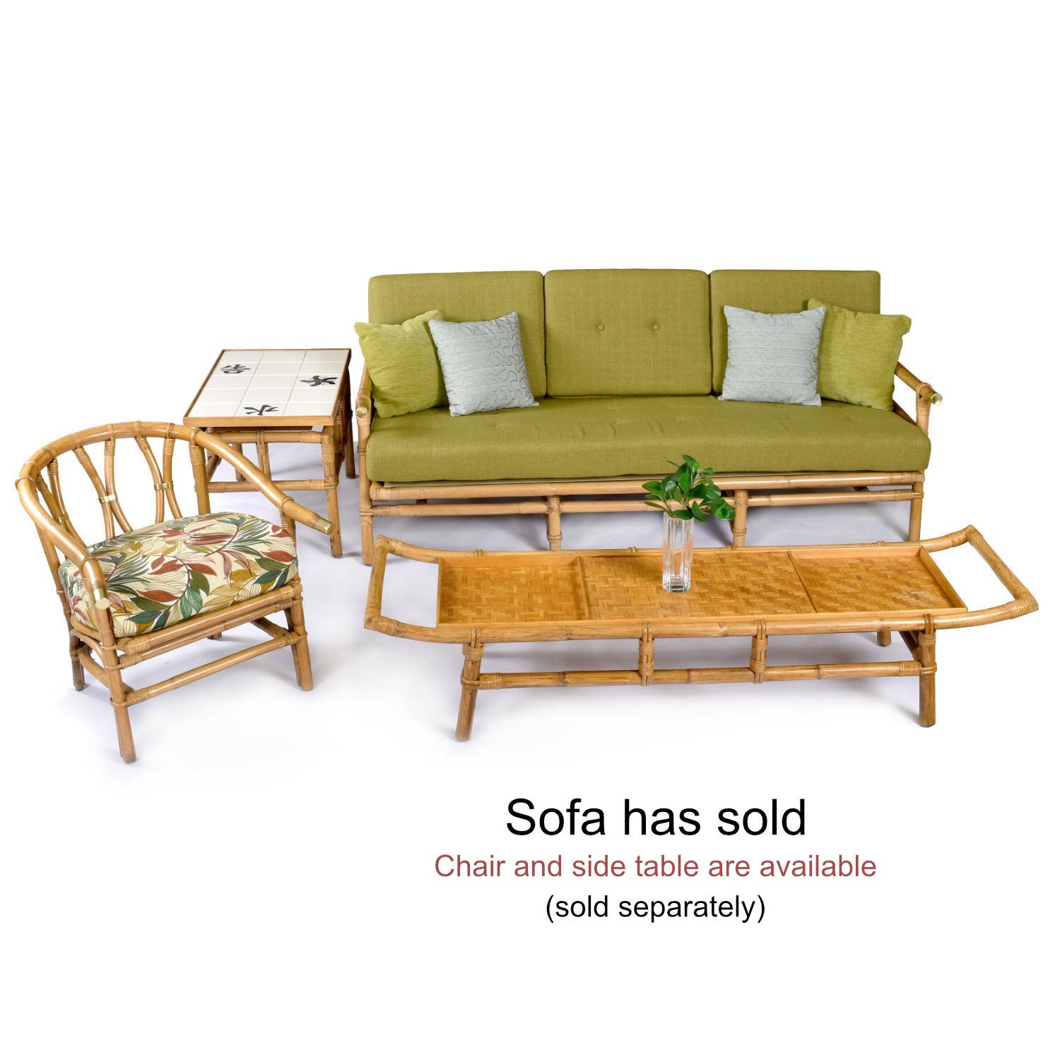 Ficks Reed 1950s Asian Modern Rattan Coffee Table - image-2