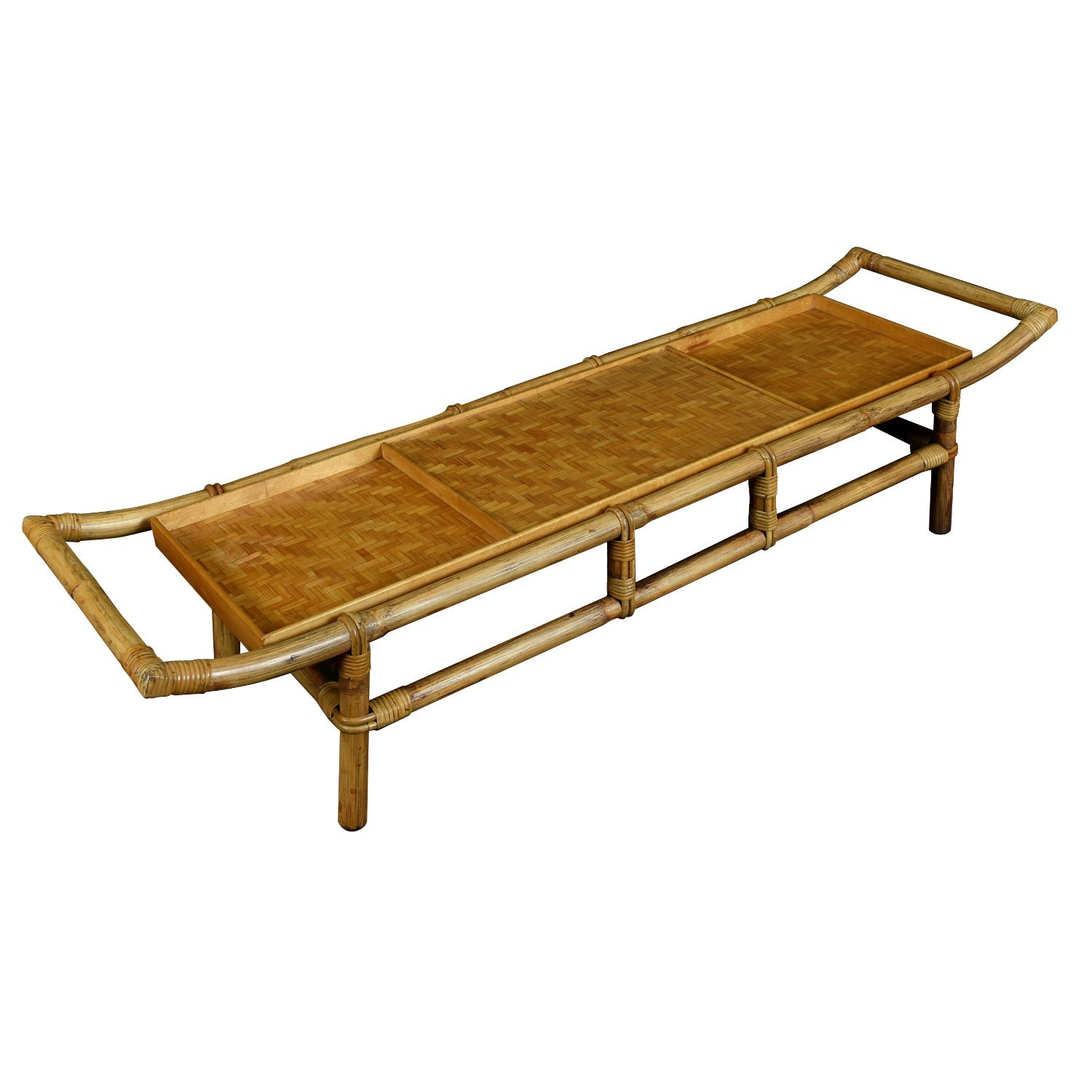 Ficks Reed 1950s Asian Modern Rattan Coffee Table - image-1